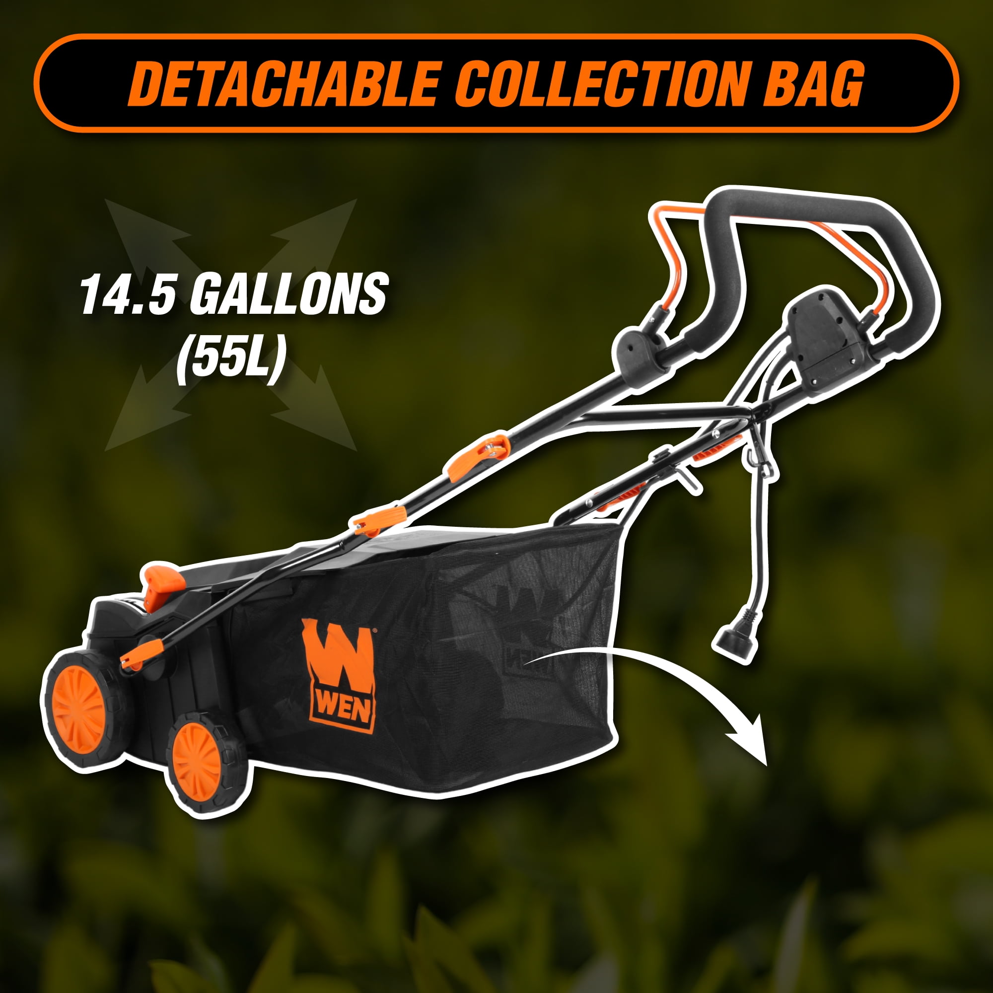 WEN 2-in-1 Electric Lawn Dethatcher and Scarifier with 16-inch Clearing Path (15 Amp, 5-Position Height Adjustment) gld0p