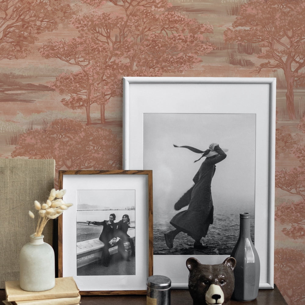 Tempaper Forest Toile Peel and Stick Wallpaper, Removable Self-Adhesive Wall Decor (Red, 20.5 in x 16.5 ft) 269ak