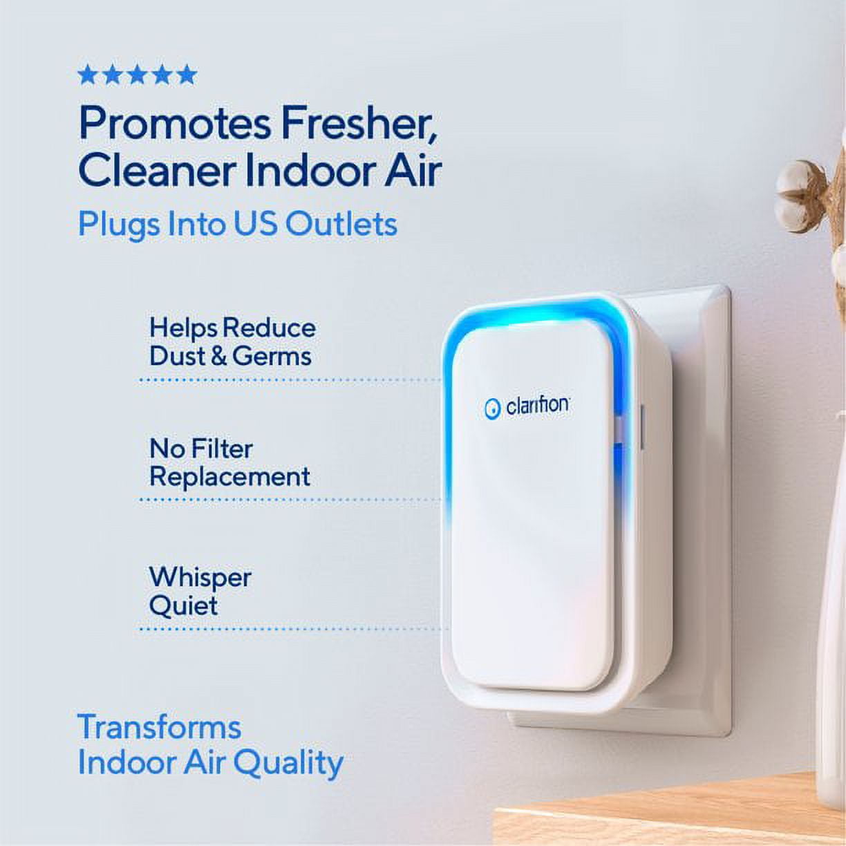 Clarifion Negative Ion Air Purifier and Ionizer (6 Pack) Plug-in Filterless Air Cleaner for Home and Office 1natl