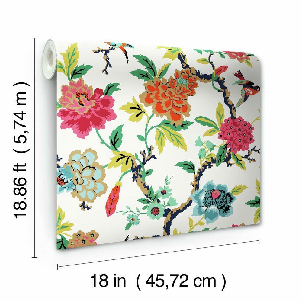 RoomMates Waverly Candid Moments Peel and Stick Wallpaper (Red, 18 in x 18.86 ft) dgpmx