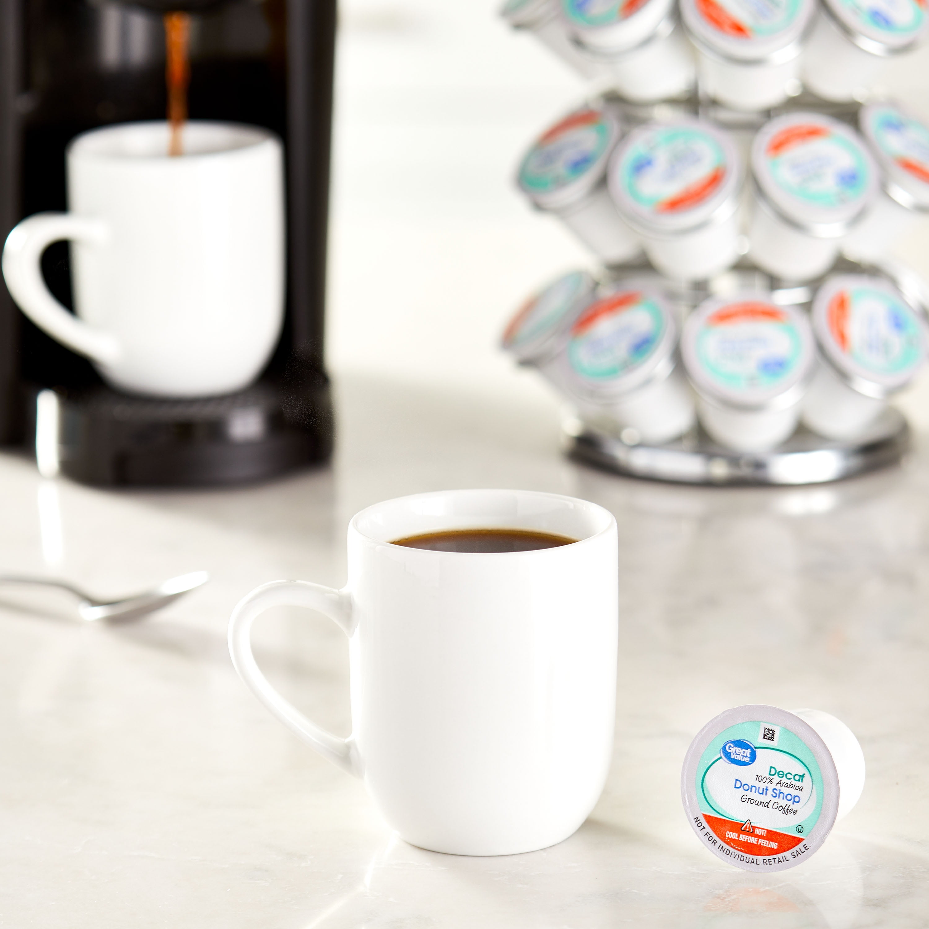 Great Value Donut Shop Decaf Ground Coffee Pods (Medium Roast, 12 Count) 7zve4