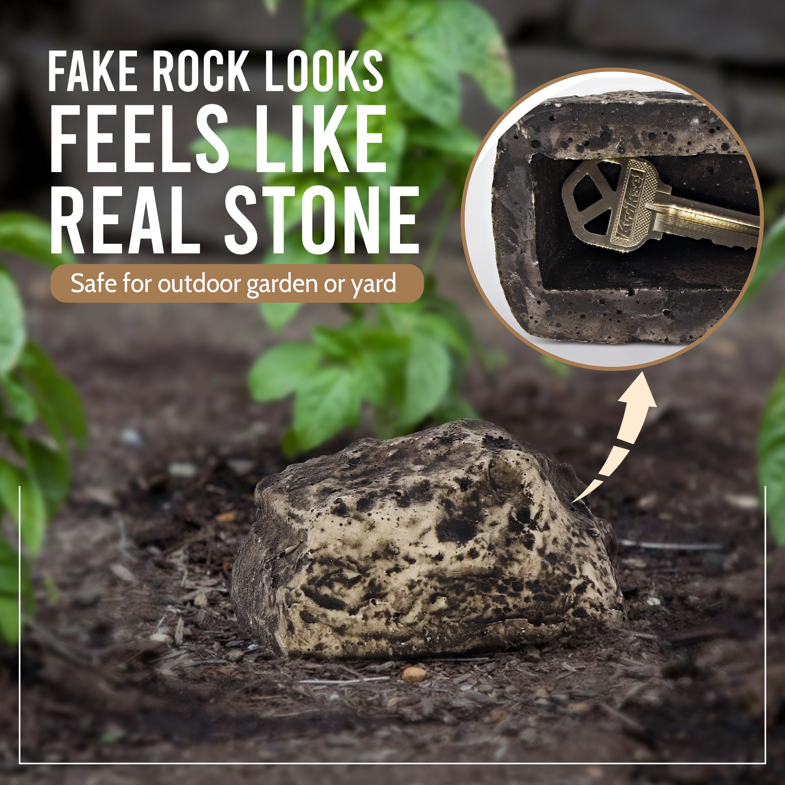 PLGEBR Outdoor Hide-a-Spare-Key Fake Rock (Black, 3.38 in x 2 in x 1.25 in) v8n91