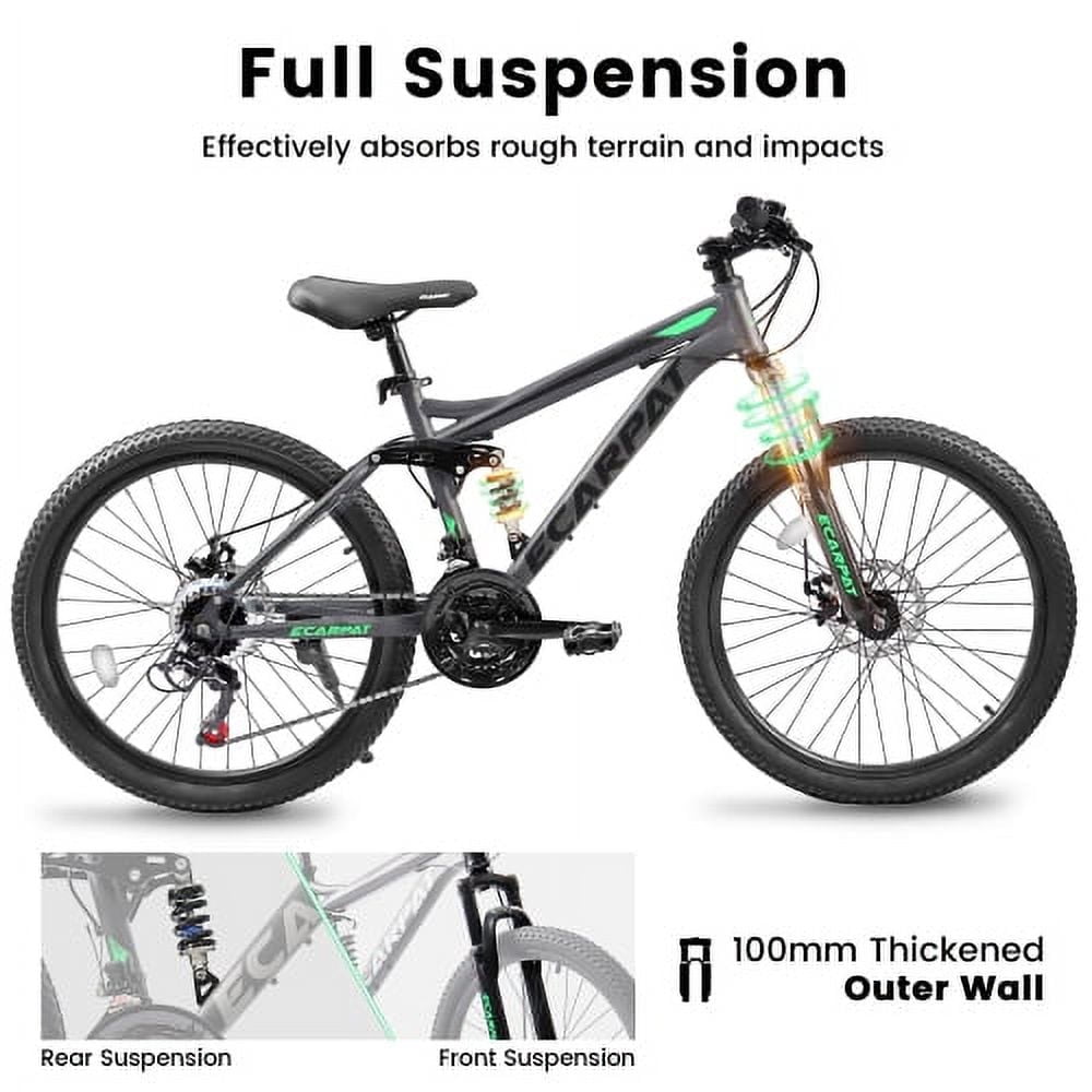 POVANLI 27 in Mountain Bike, 21-Speed Trail Commuter Bicycle (Grey, 27 in) ofq92