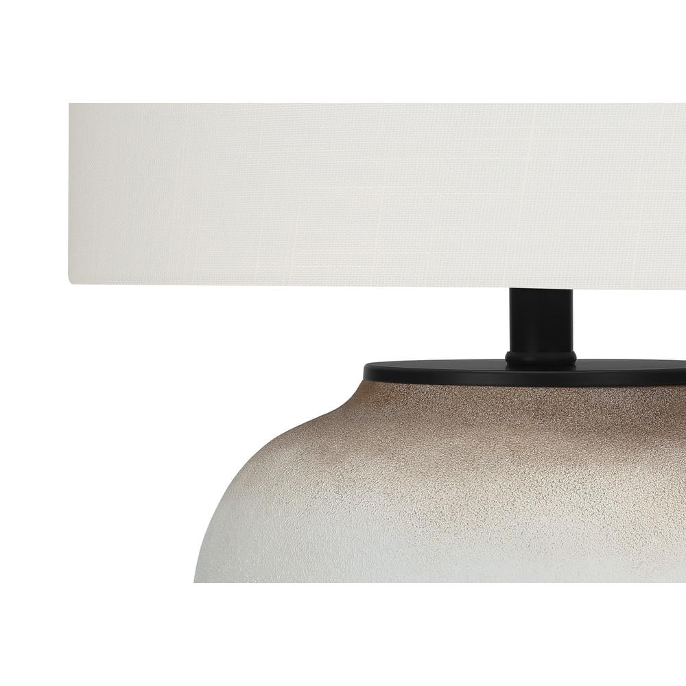 Monarch Specialties Modern Table Lamp with Cream Ceramic Base and Ivory Fabric Shade (21 in. H) xen7c
