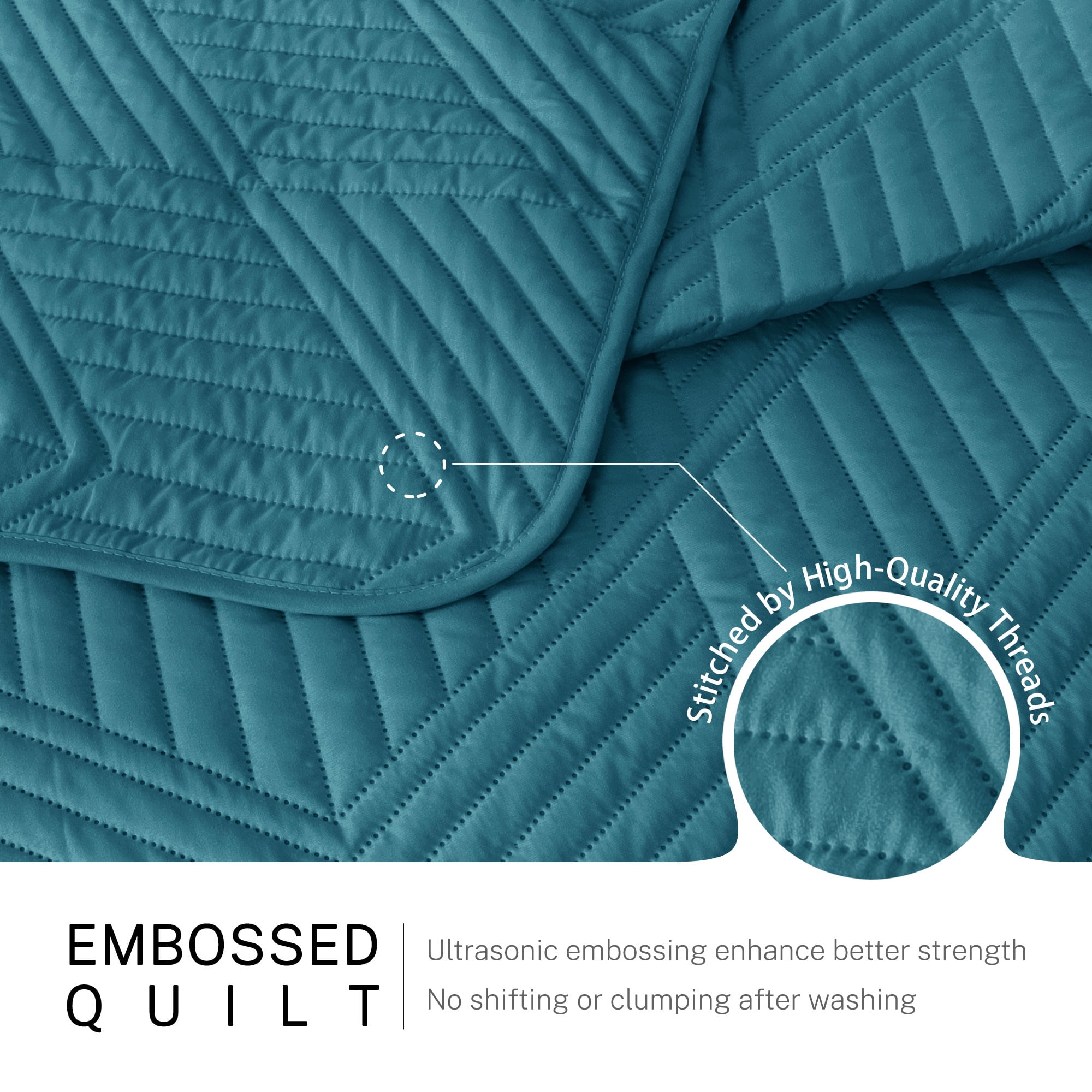 Exclusivo Mezcla Ultrasonic Geometric Quilt Bedding Set (Teal, Full/Queen Size) rhzvl