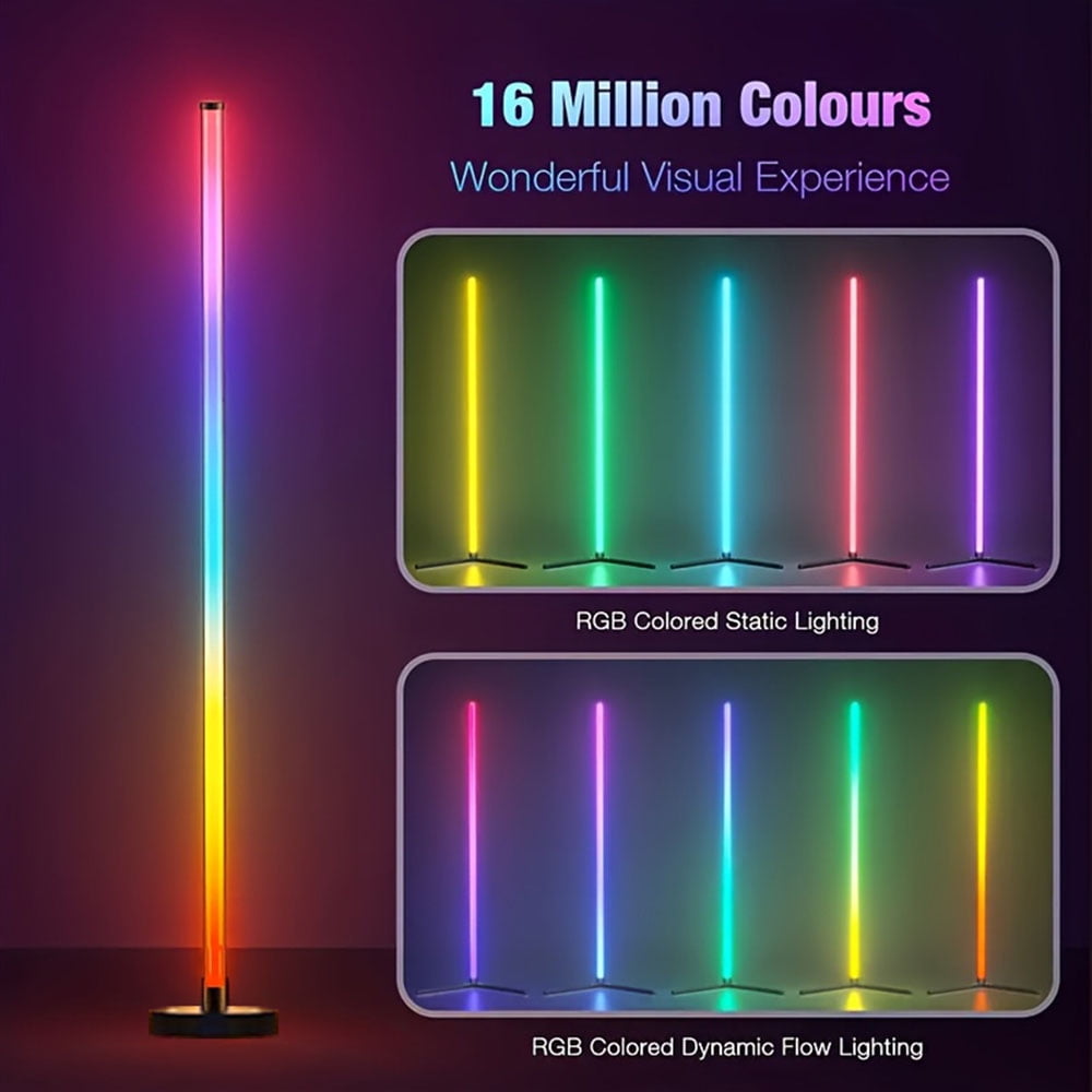 Finedea Smart RGB LED Corner Floor Lamp, Music Sync Color Changing Mood Lighting with App Control (56 in) 48vrk
