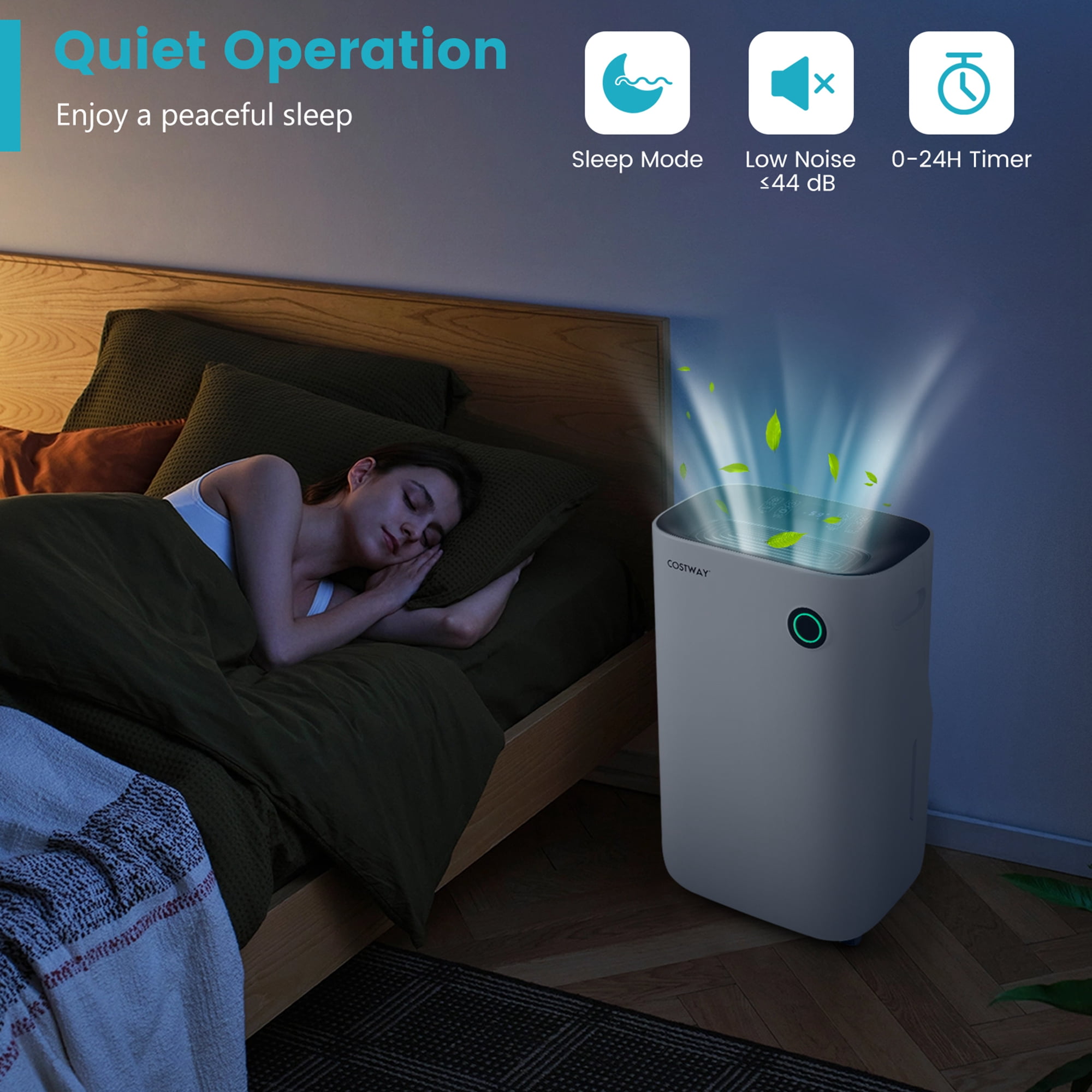 Costway Quiet Dehumidifier for Home and Basements with 5 Modes and 4,500 Sq. Ft. Coverage (White, 19-Pint) kf12d