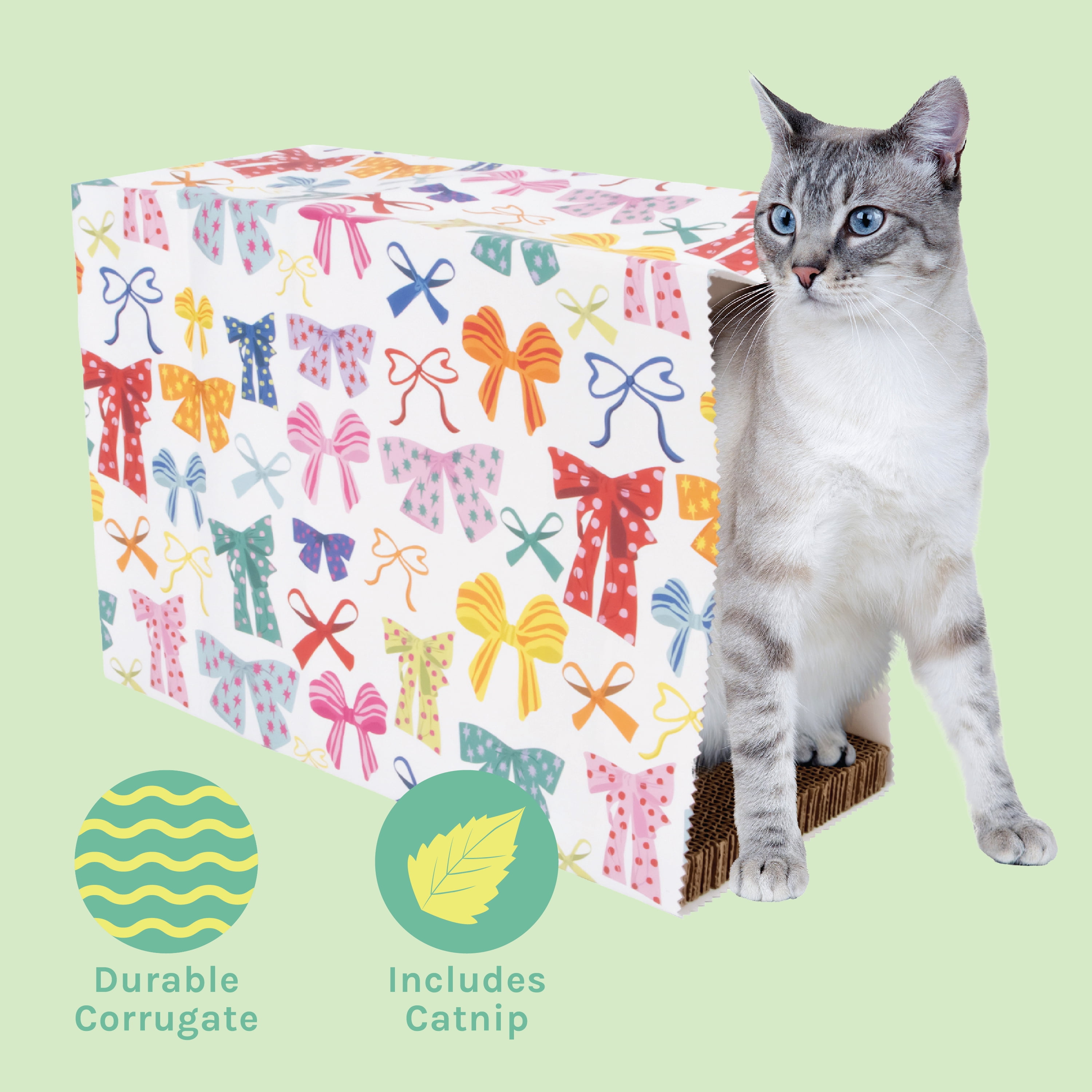 Kitty City Christmas Bows Cat Scratching Pad and Hideaway Paper Bag (Multicolored, One Size) zlc92