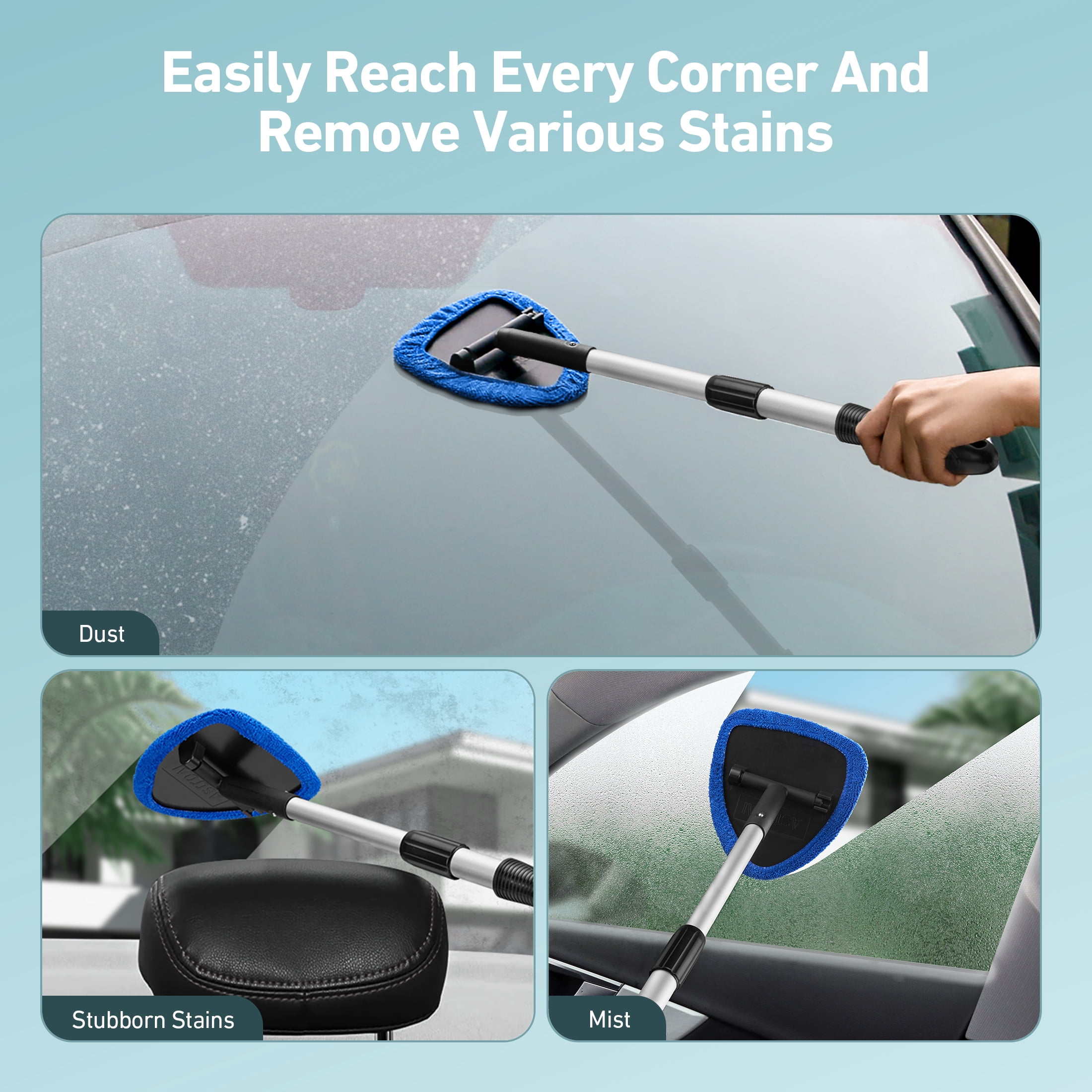 AstroAI Car Wash Kit and Detailing Brush Set (Blue, 9-Piece) 5b1nn