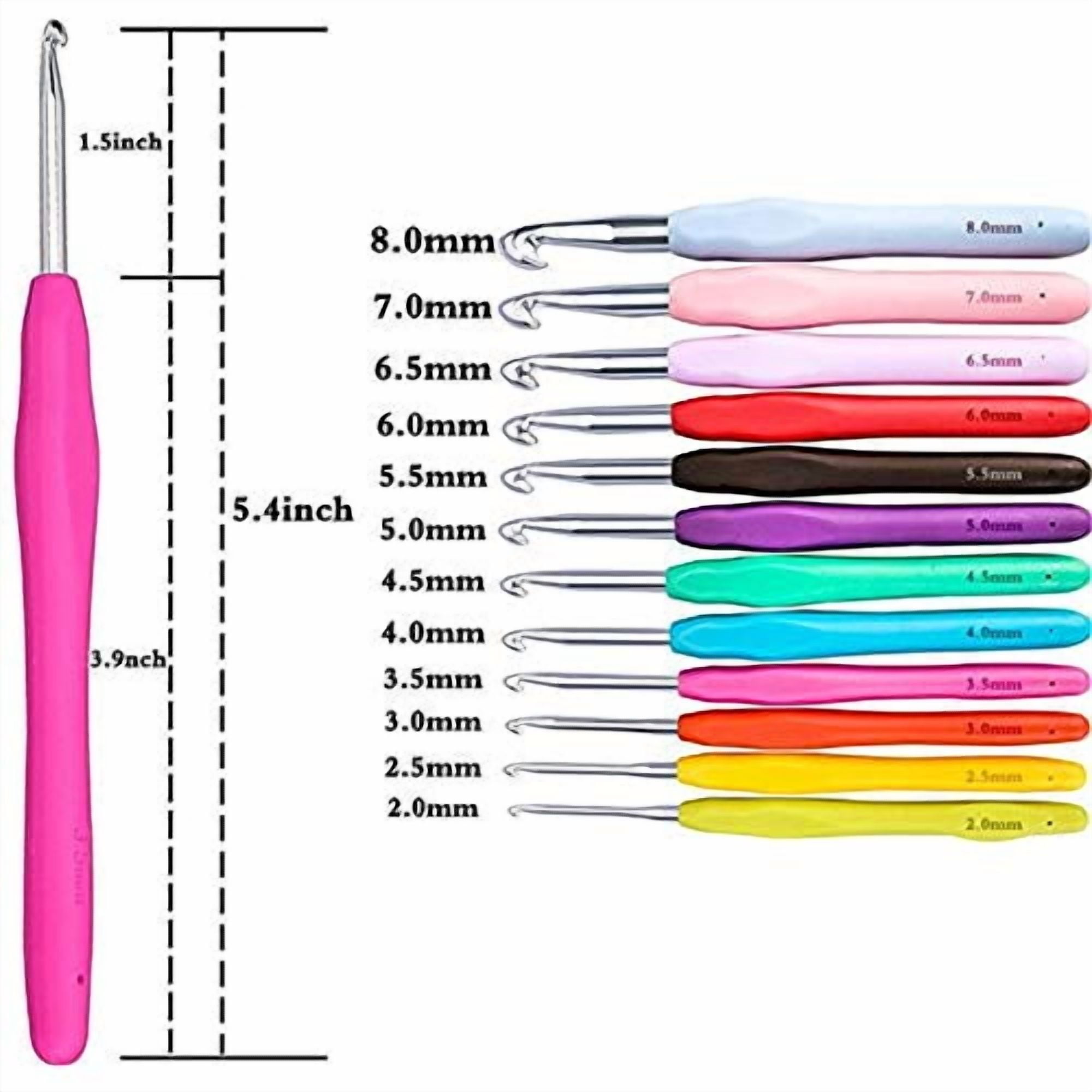 Disen Ergonomic Crochet Hooks Set, Soft Rubber Handle Knitting Needles for Crafting (Multicolor, 12-Piece Set) r9mec