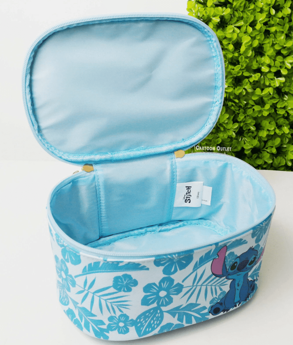 Disney Stitch Cosmetics Vanity Pouch Bag (Blue, 9 in x 6 in x 5 in) 4dppo