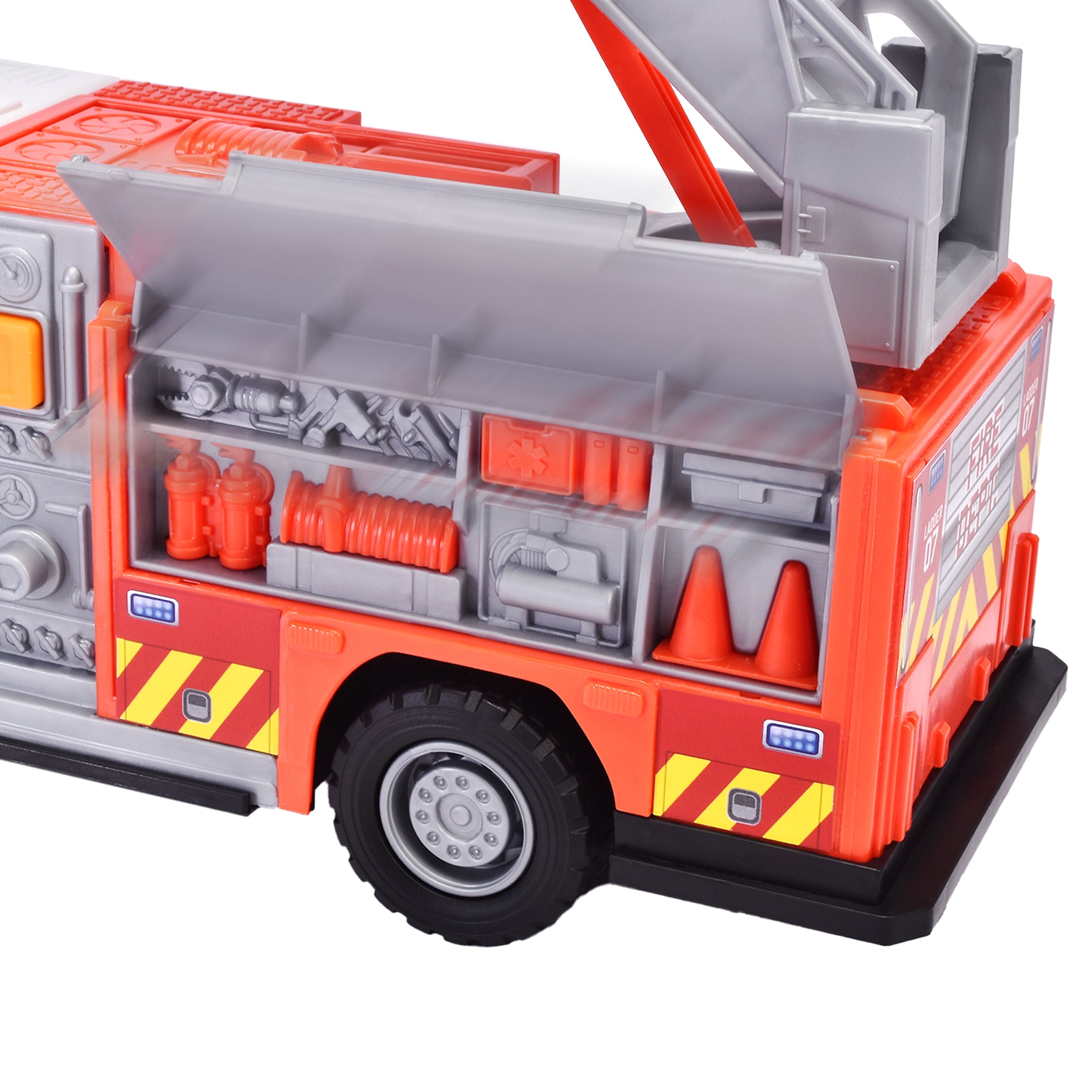 Adventure Force Fire Truck Toy with Lights and Sounds (13.59 in x 4.86 in x 11.81 in) nx4bh