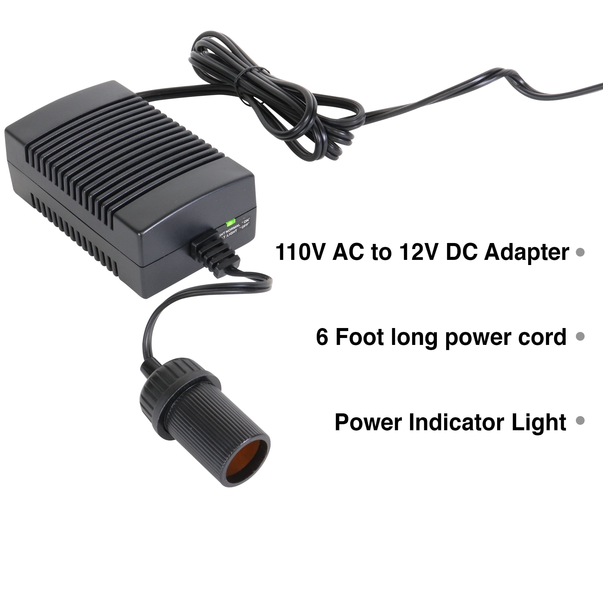 Koolatron AC to DC Power Adapter Converter with Circuit Breaker (Black, 6 ft) pjb0t