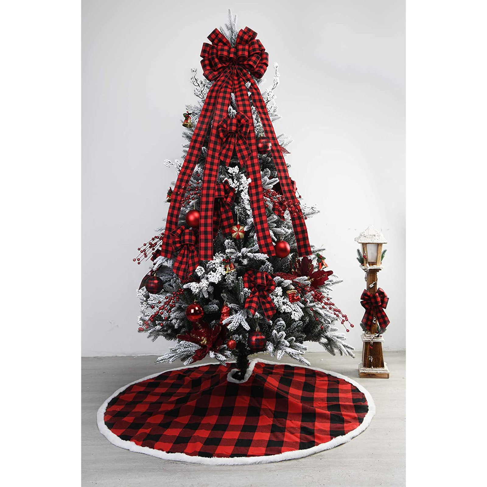 Tarmeek Large Red Bow Christmas Tree Topper and Gift Decoration (Red, 12 in) ptecw