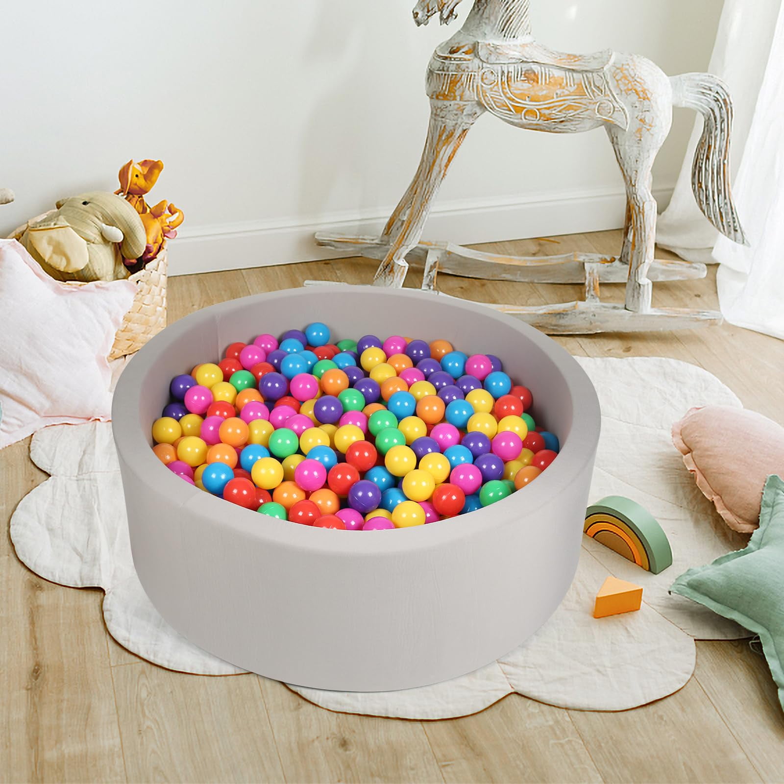 SCEINRET Plastic Ball Pit Balls for Kids, Crush-Proof Ocean Play Balls for Indoor and Outdoor Activity (Multi-Color, 100 Pack) fta8q