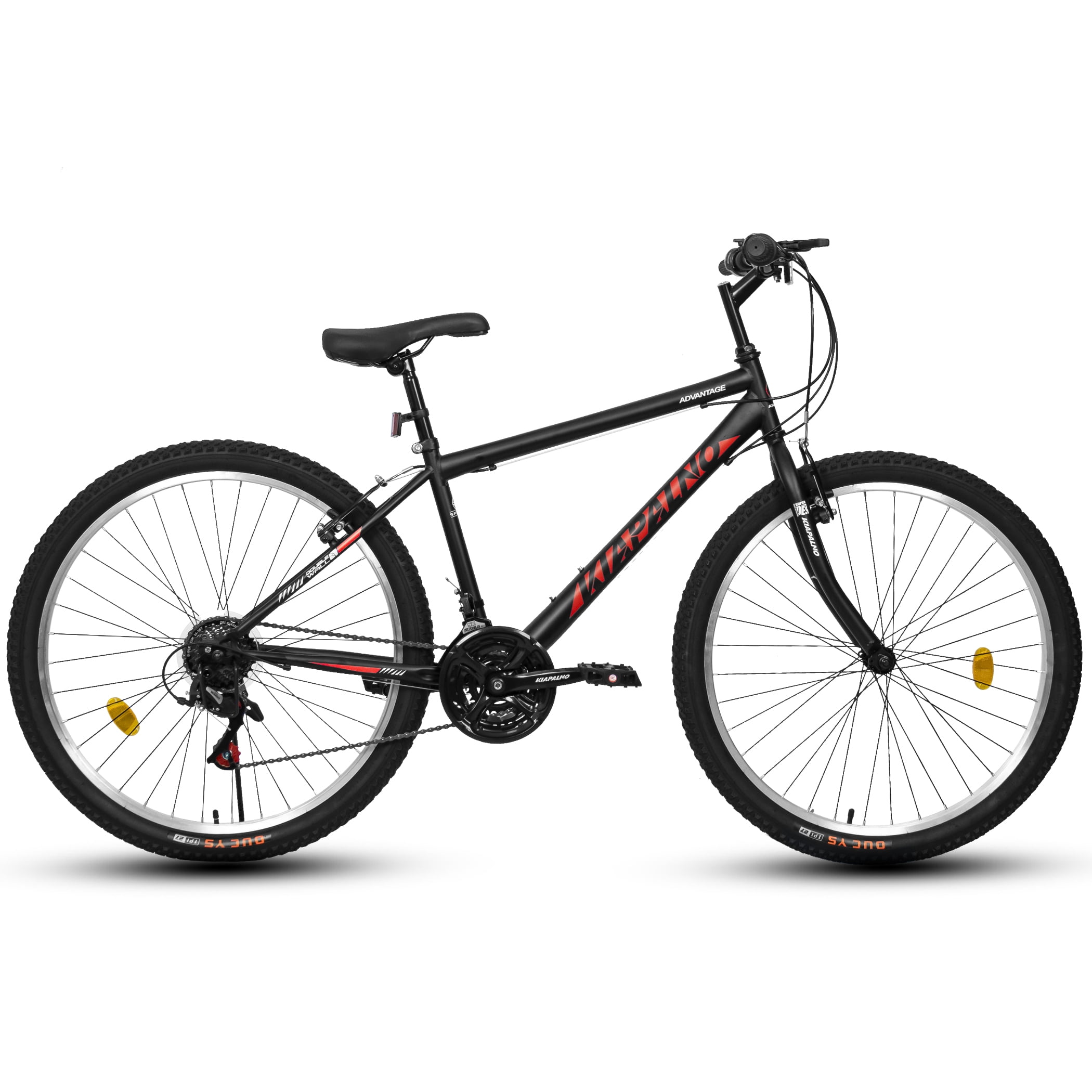 Ecarpat 24 Inch Mountain Bike, 21-Speed Steel Frame MTB with V-Brakes (Black-Red, 24 in) um1l8