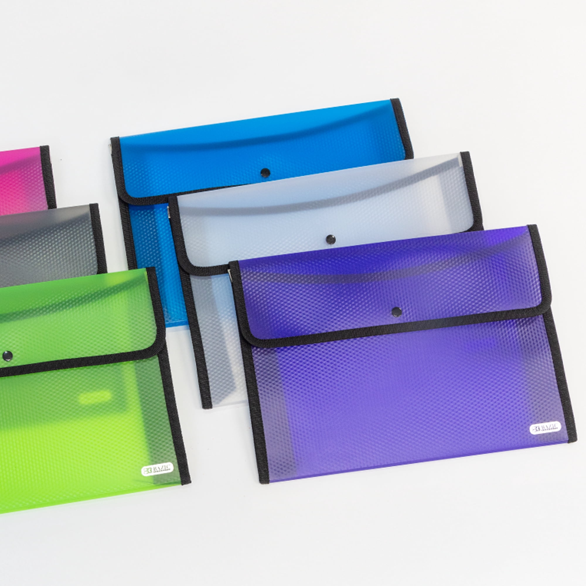 BAZIC Plastic File Folder, Letter Size Document Holder Envelopes, Waterproof Portfolio Organizer (6-Pack, 13 in x 9.4 in) vl4w8