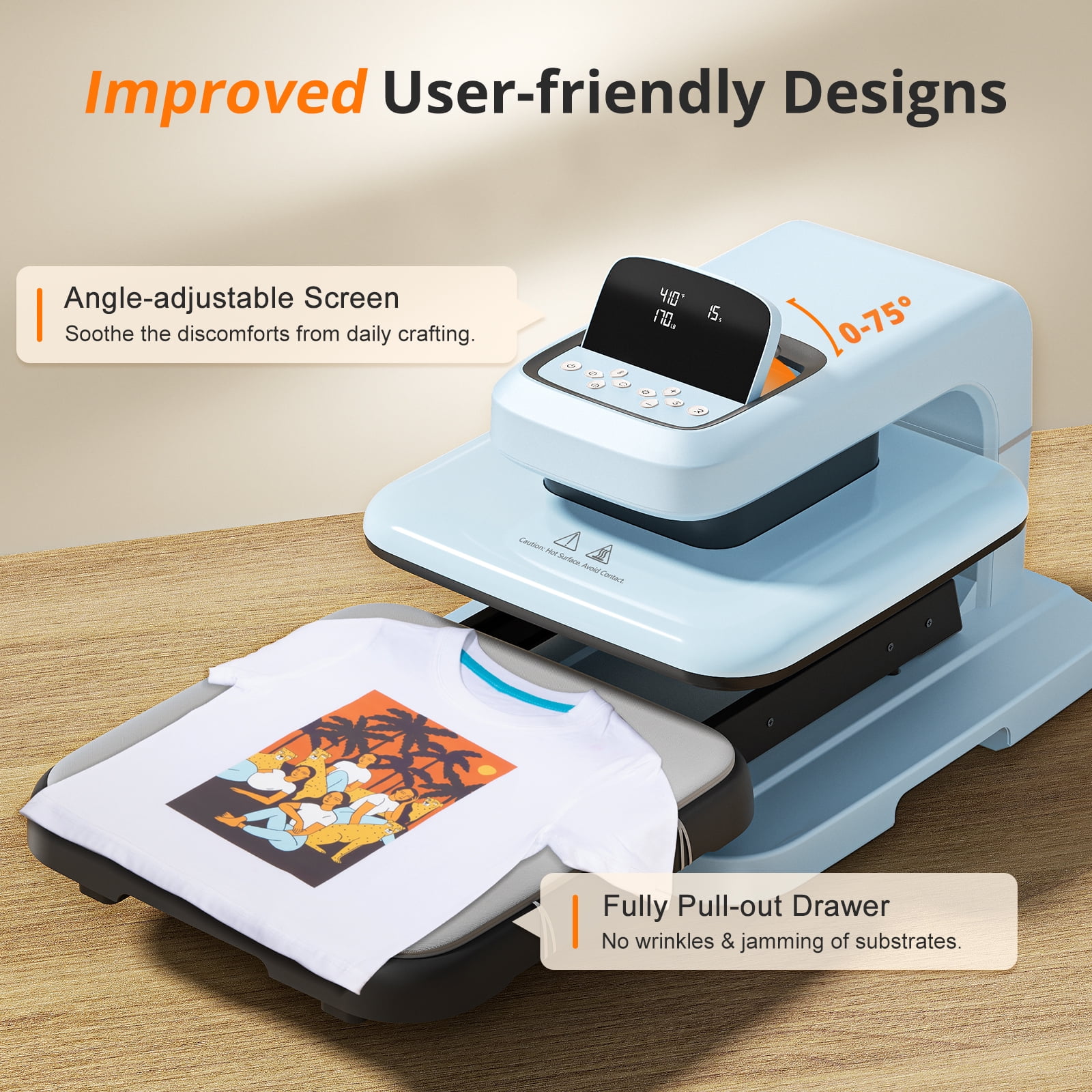 HTVRONT Automatic Heat Press Machine 2, Professional Heat Transfer for Vinyl & Sublimation Projects (Blue, 15 in x 15 in) pr4d4