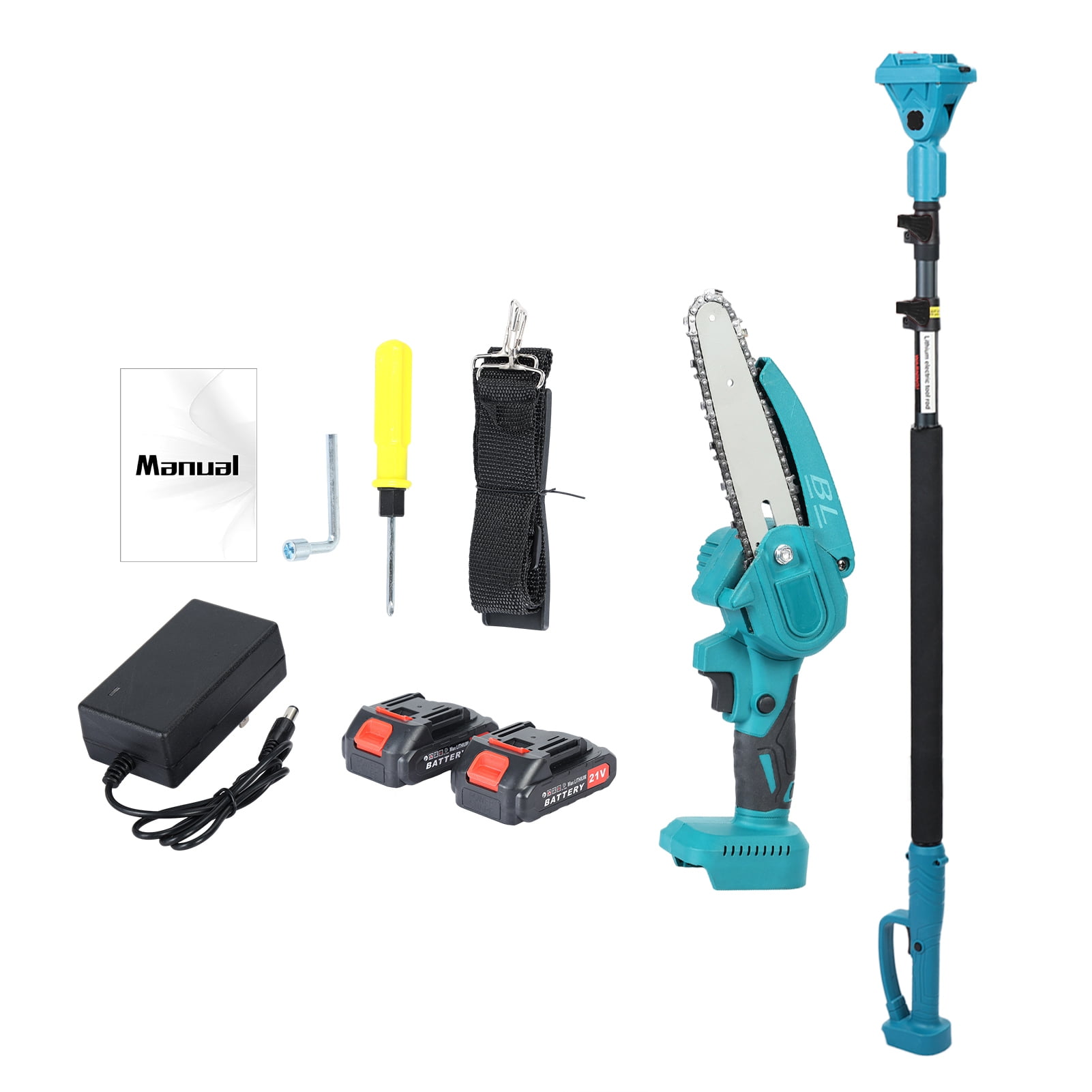 Arlohe 6-Inch Electric Pole Saw, Cordless Brushless Motor Tree Trimmer with Adjustable Extension Pole (4.6-9.8 ft) 5mner