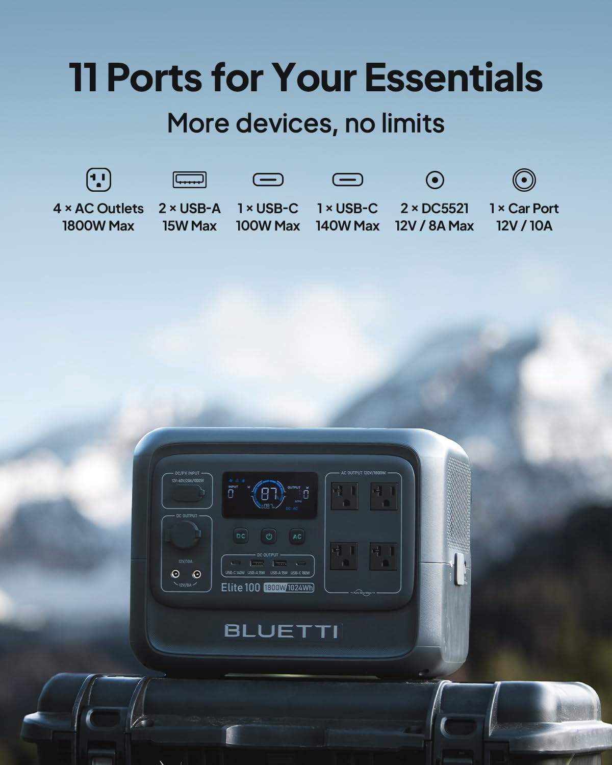 BLUETTI Elite 100 V2 Portable Power Station, 1024Wh Solar Generator with 350W Solar Panel (1800W AC Output, 25 lb) ccrjm