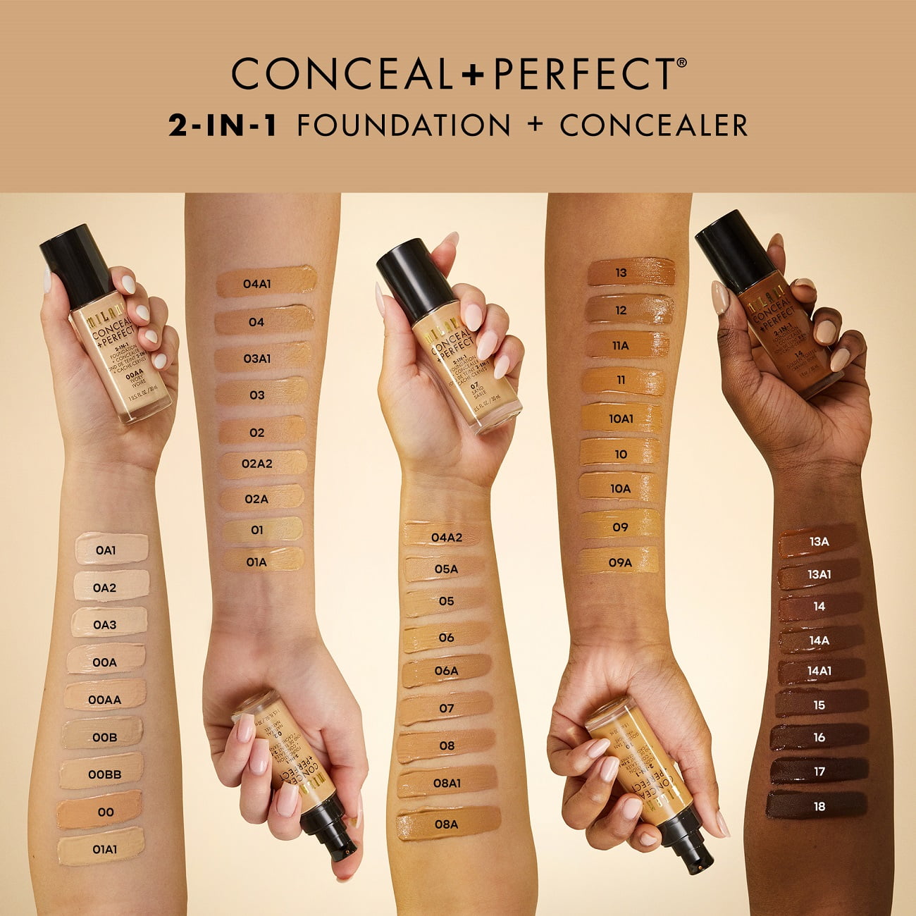 Milani Conceal + Perfect 2-in-1 Foundation + Concealer (Light Beige, 1 fl oz) ni0jt