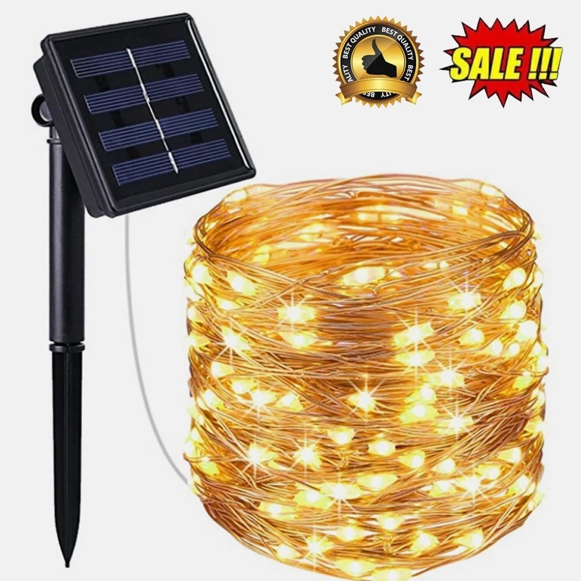 Purely Elizabeth Solar LED String Lights Waterproof Copper Wire for Outdoor Garden Party Decor (Warm White, 33 ft) 7j5v6