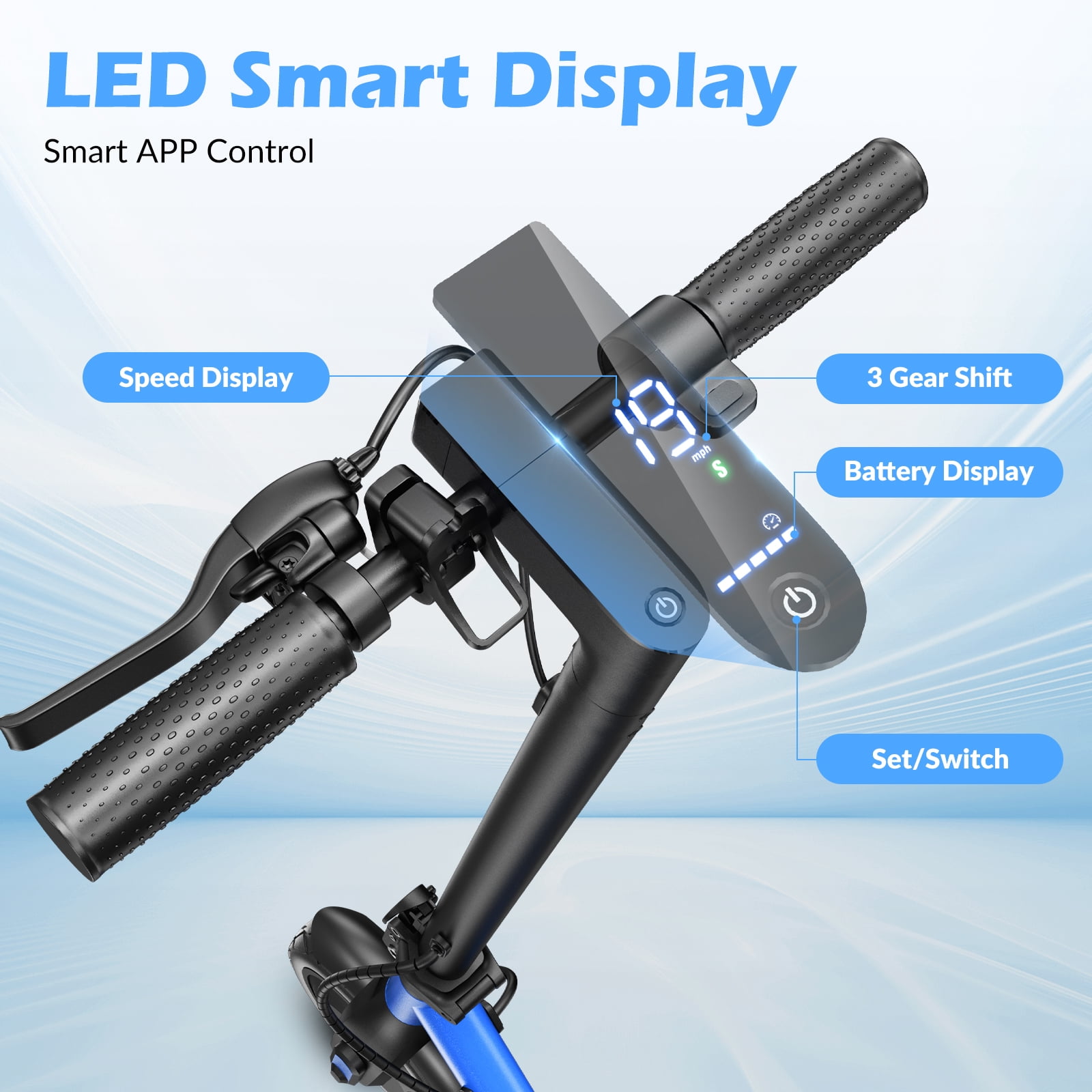 COCOMILA Electric Scooter for Adults, 350W Motor, 19MPH Foldable Commuter E-Scooter (Blue, 10 in Tires) lpa14