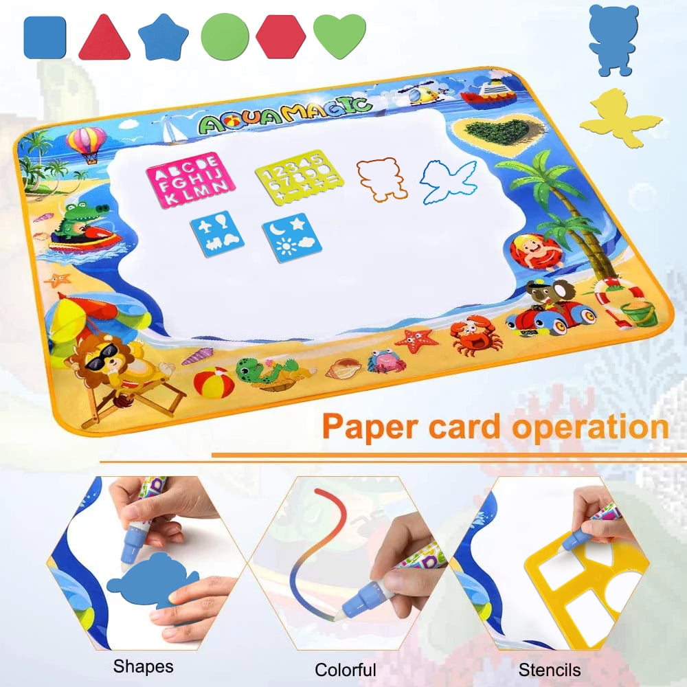 GPED Aqua Magic Water Drawing Mat Large Doodle Painting Pad for Kids (Blue, 40 in x 32 in) 183p3