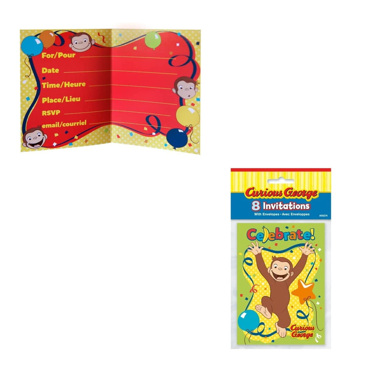 Unique Curious George Birthday Party Supplies Set (16-Piece Tableware and Decoration Bundle) wv096