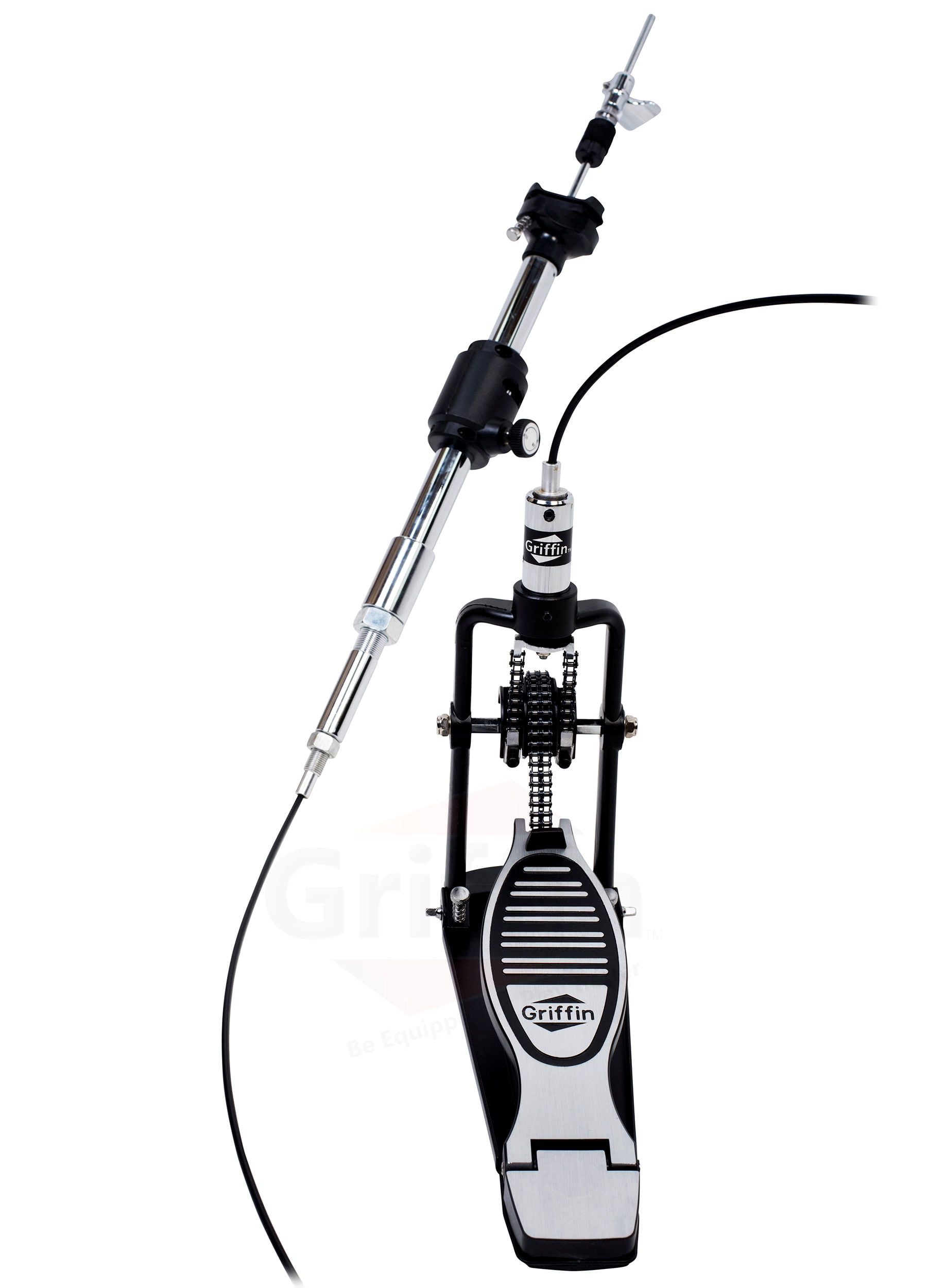 Griffin Remote Hi-Hat Cymbal Stand with Auxiliary Cable Foot Pedal (Chrome, 4.5 ft Cable) boi7o