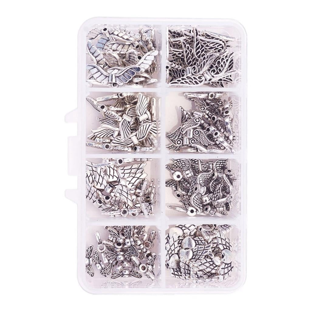 Osdhezcn Angel Wing Beads for Jewelry Making Antique Silver DIY Craft Findings (Silver, 160 Pieces) zuugl