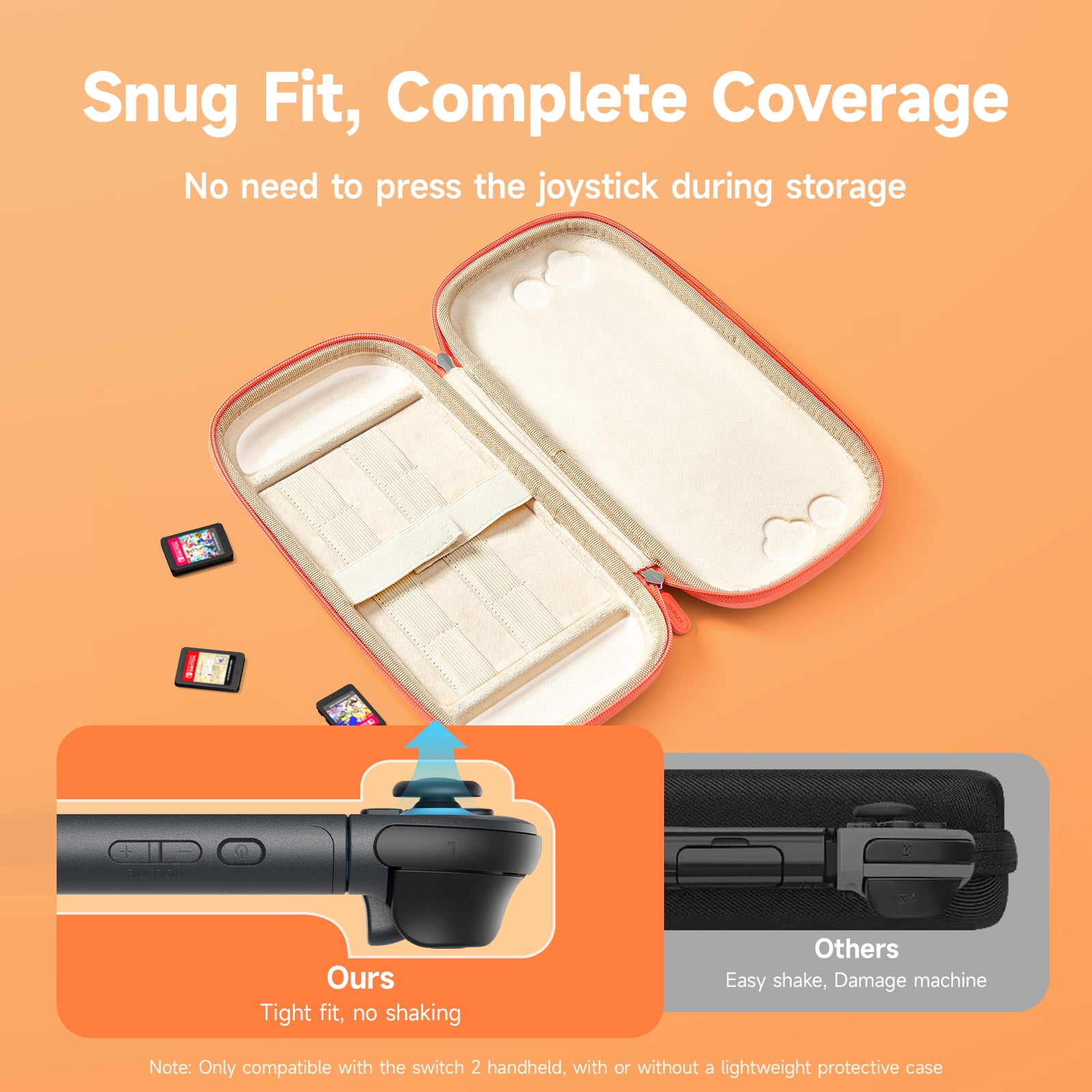 JSAUX Slim Hard Shell Carrying Case for Nintendo Switch 2 (Black, 10.5 in x 5.2 in x 2.1 in) felcr