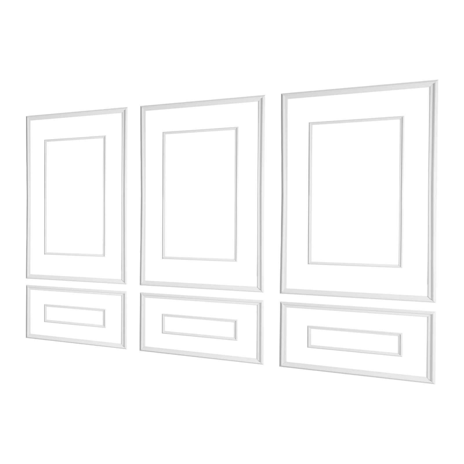 KFFKFF Wall Molding Wainscoting Panels Kit, Paintable Lightweight Polystyrene Decorative Trim (White, 3 Pack) 7b56g