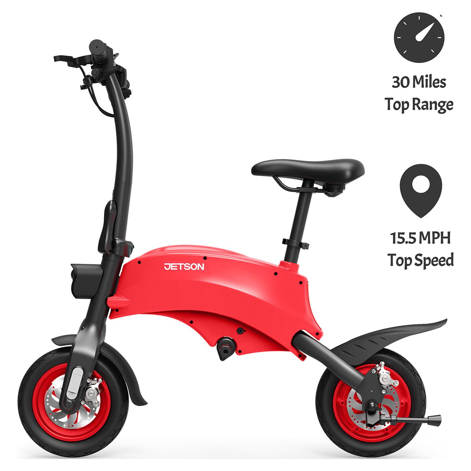 Jetson LX10 Electric Bicycle with 250-Watt Motor, Foldable Frame, Twist Throttle, and Hand Brake (Red, 260 lb Capacity) to8mv
