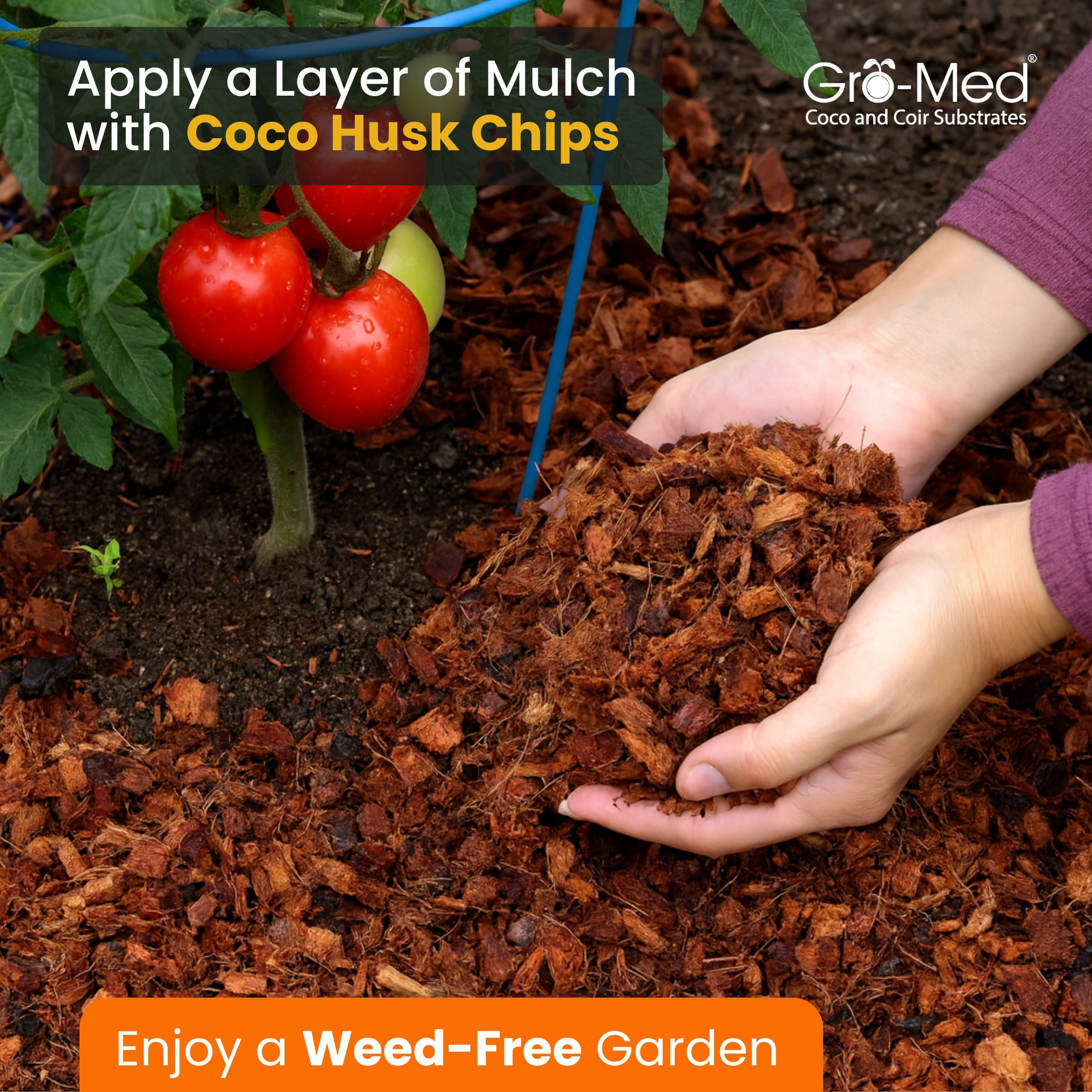Gro-Med Coconut Coir Husk Chips Block, Organic Soil Amendment and Potting Mix (10 lb, 2.5 cu ft) gkk1q