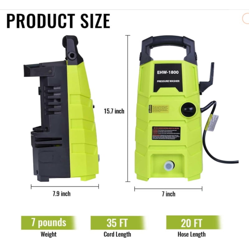 KBOROVER Electric Pressure Washer 1800 PSI 1.6 GPM, Portable Power Washer with 20 ft Hose and Foam Cannon (1800 PSI) gx8ux