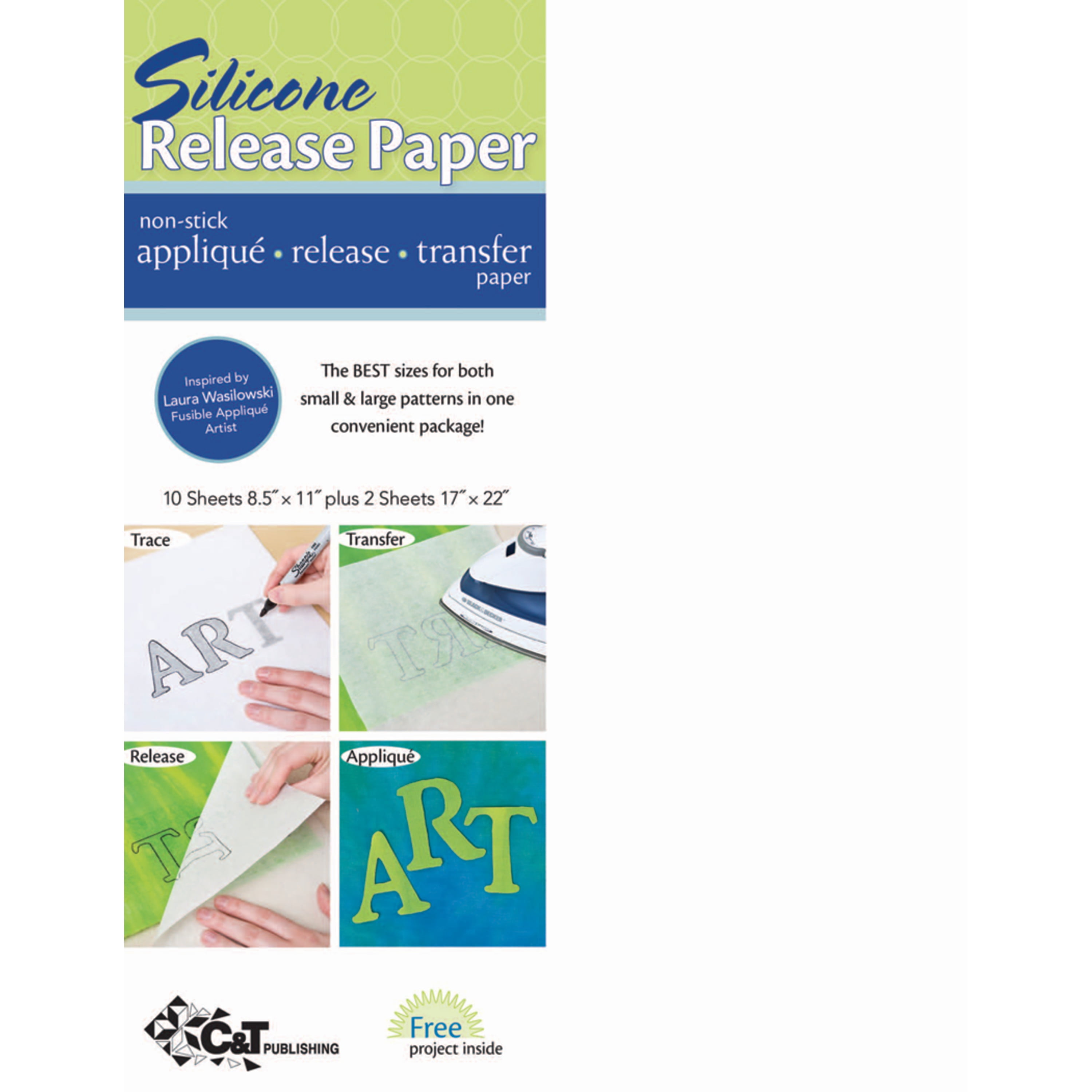 C&T Publishing Silicone Release Paper for Crafting and Textile Projects (12 Sheets, 8.5 in x 11 in and 17 in x 22 in) d5xrd