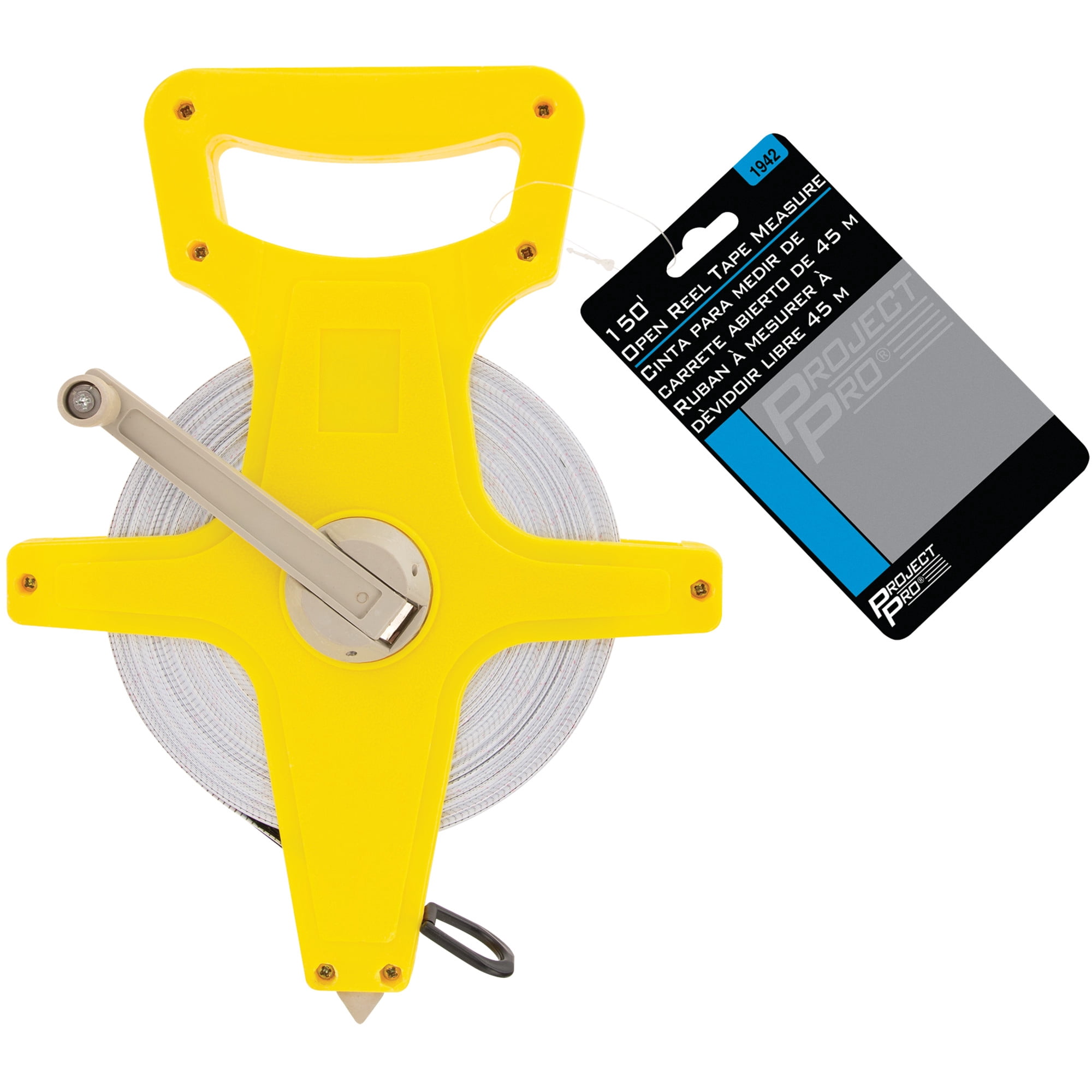 Performance Tool 1942 Open Reel Tape Measure, Heavy-Duty Measuring Tool (Yellow, 150 ft) 0y5ax