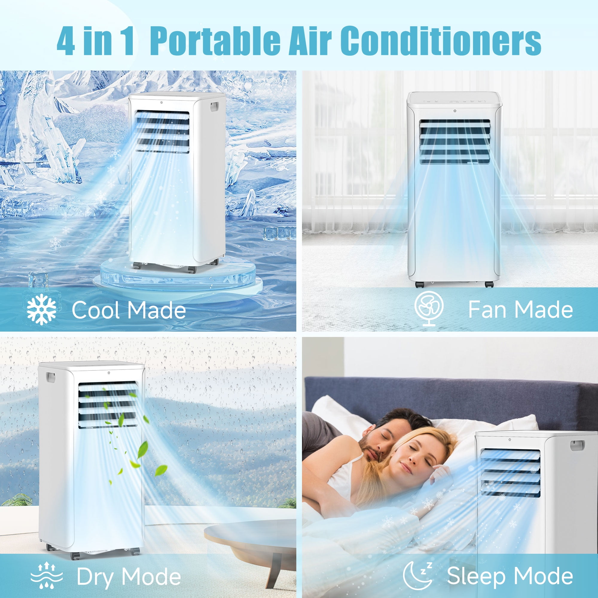 Tolsprint 12000 BTU Portable Air Conditioner 4-in-1 Cooling Unit with Remote Control and LED Display (450 sq. ft. Coverage) cwjs9