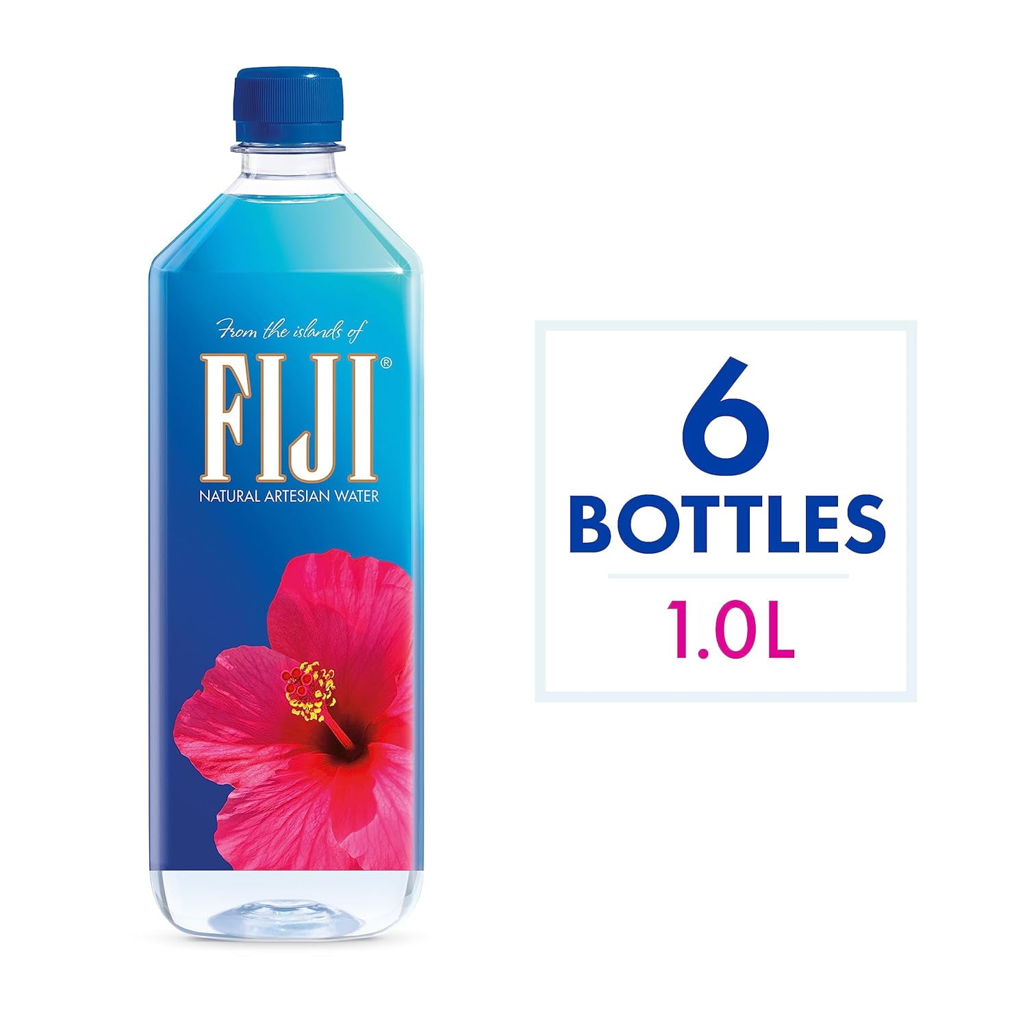 FIJI Natural Artesian Water with Natural Electrolytes (Clear, 33.8 fl oz, Pack of 6) pffzs
