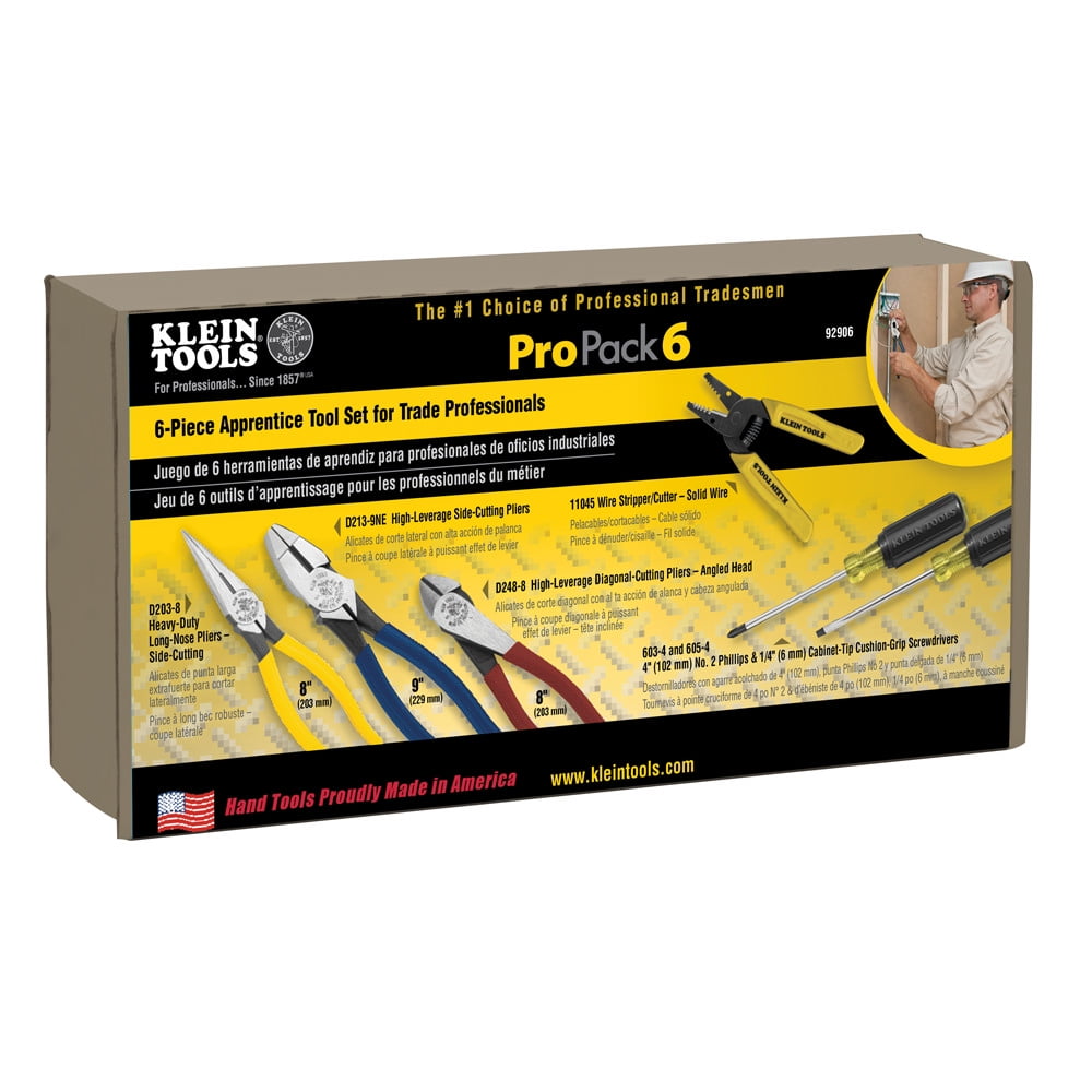 Klein Tools 92906 Apprentice Tool Set, Heavy-Duty Professional Hand Tools (6 Pc) vh86g