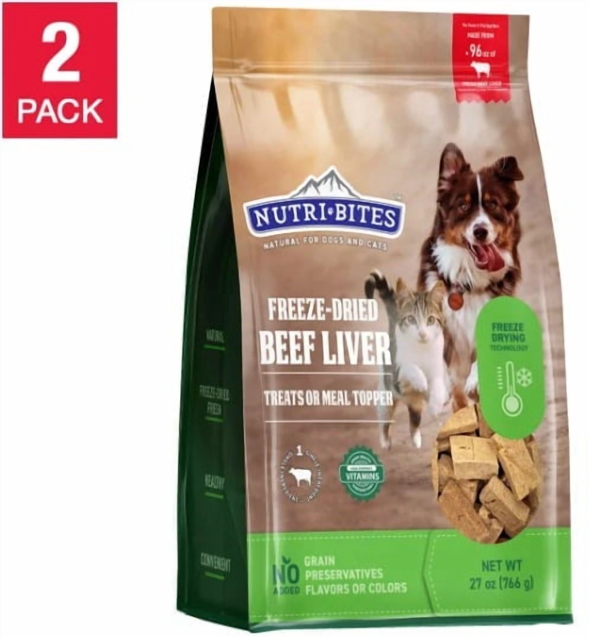 Canature Global NutriBites Freeze Dried Beef Liver Dog and Cat Treats (Natural, High-Protein) (54 oz, 2-Pack) l4u8g