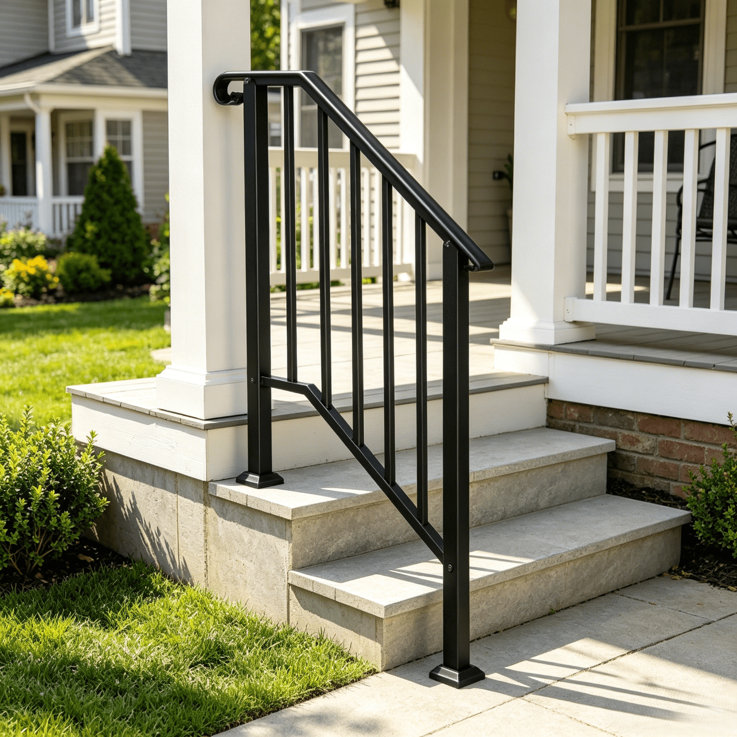 Ktaxon Outdoor Wrought Iron Handrail for 1-3 Steps (Black, 1-3 Step) ygbhc