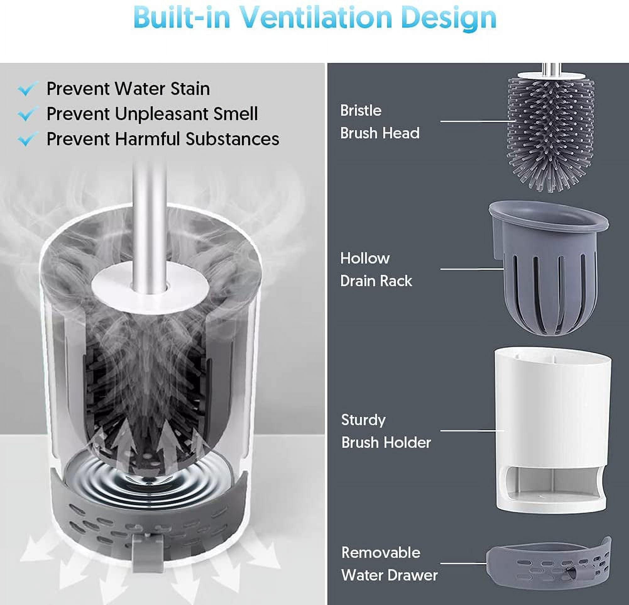 Sugarday Toilet Bowl Brush and Caddy Holder Set with Tweezers (White) cgnqk