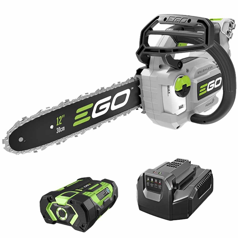 EGO Power+ 12 Inch Cordless Electric Chainsaw Kit (2.5 Ah Battery and Charger Included) 4fr63