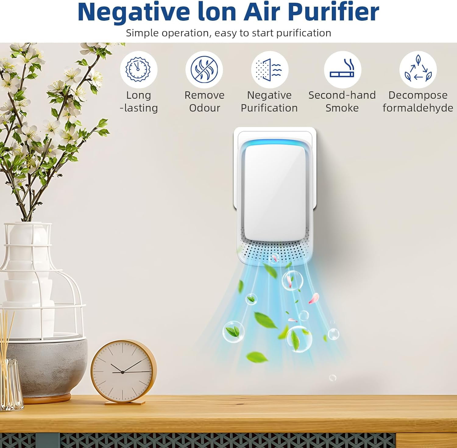 JahyShow Plug-In Air Ionizer, Filterless Negative Ion Generator for Home and Office (White, 4 Pack) glb2w