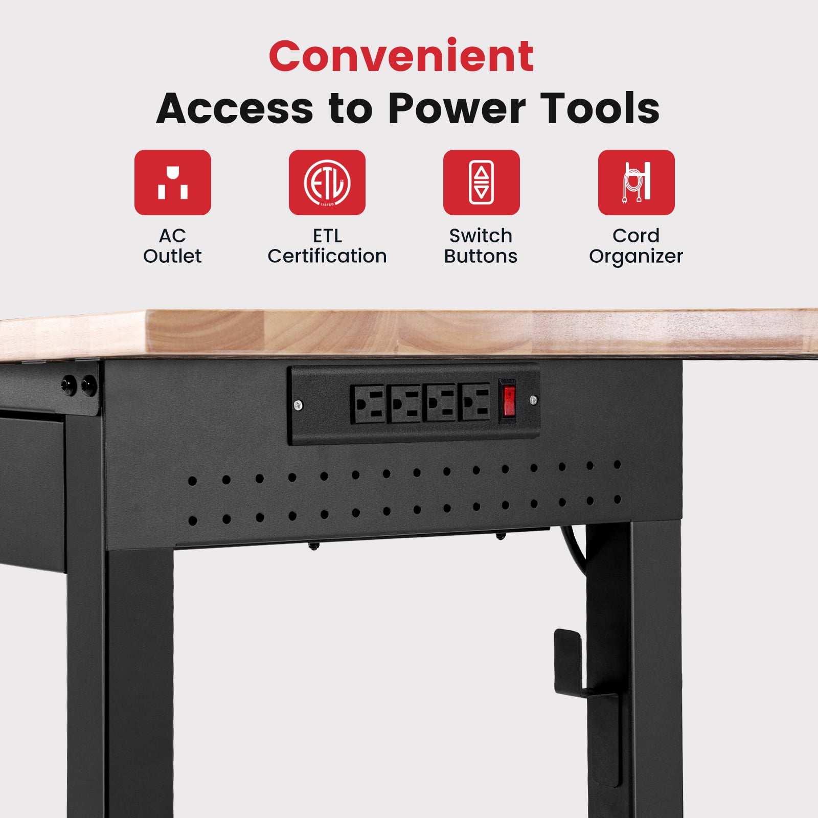 ENJOYWOOD Heavy Duty Garage Workbench with Pegboard and Drawers (Brown, 60 in) a6cz5