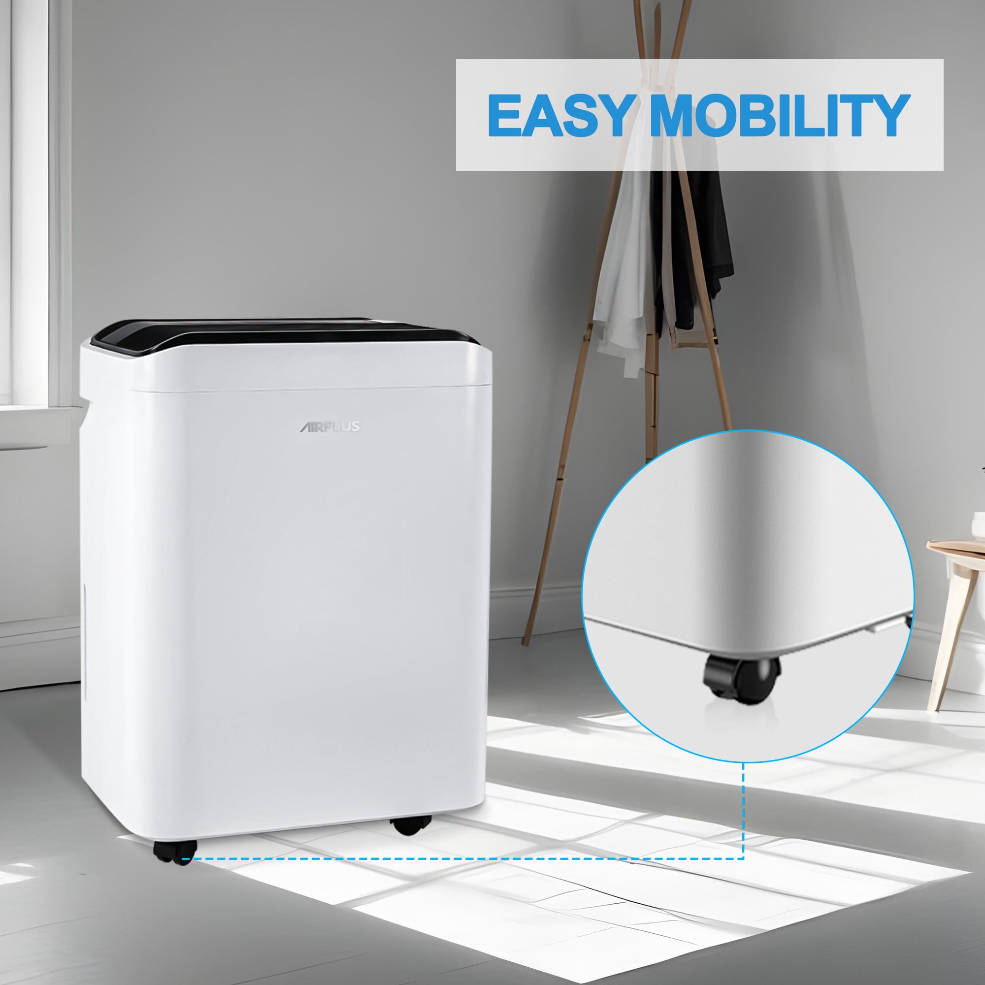 Edendirect 50 Pint Dehumidifier for Basements and Large Rooms, Intelligent Humidity Control with Drain Hose (White, 50 Pint) hx2d7