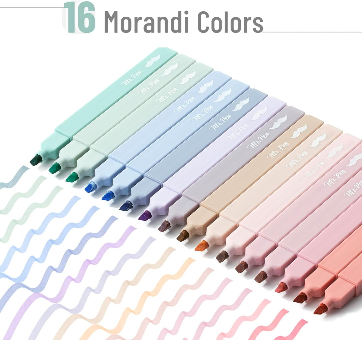 Mr. Pen Aesthetic Highlighters, Chisel Tip, No Bleed Pastel Ink, Morandi Assorted Colors (16 Pack) 0twkr