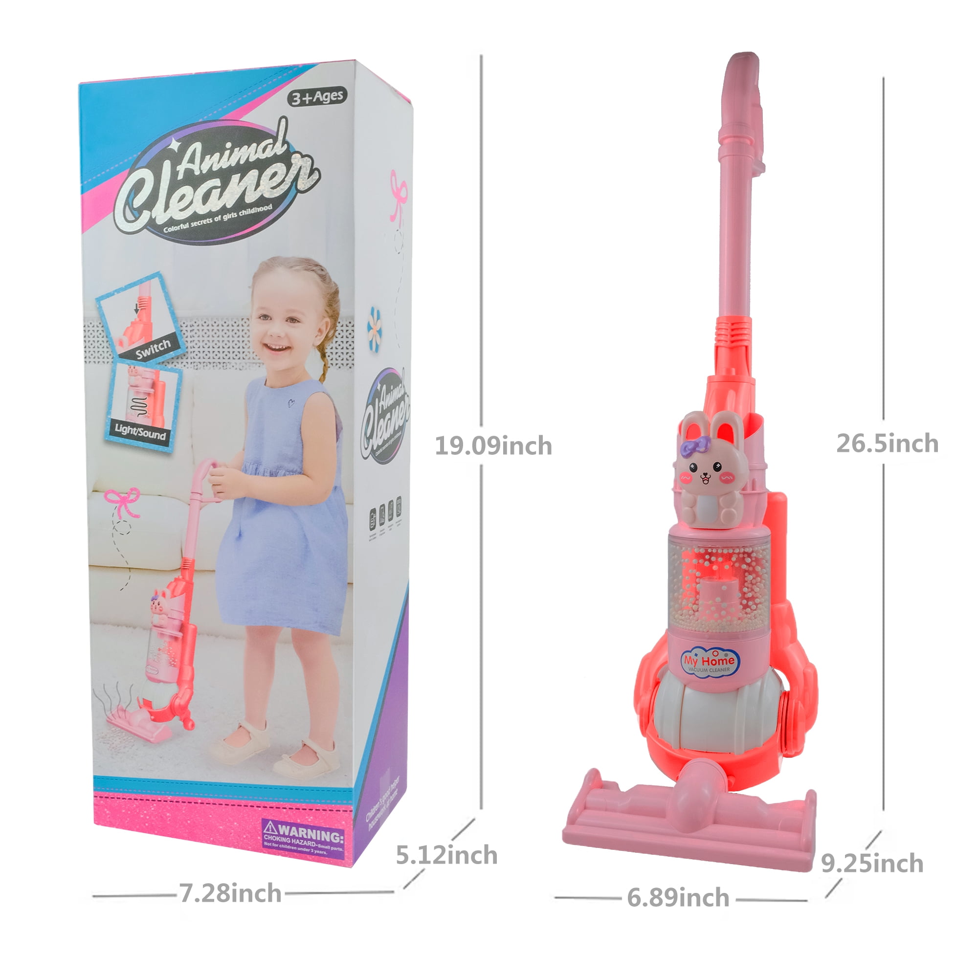 Adofi Kids Toy Vacuum Cleaner with Realistic Suction Lights and Sounds (Pink) oab82